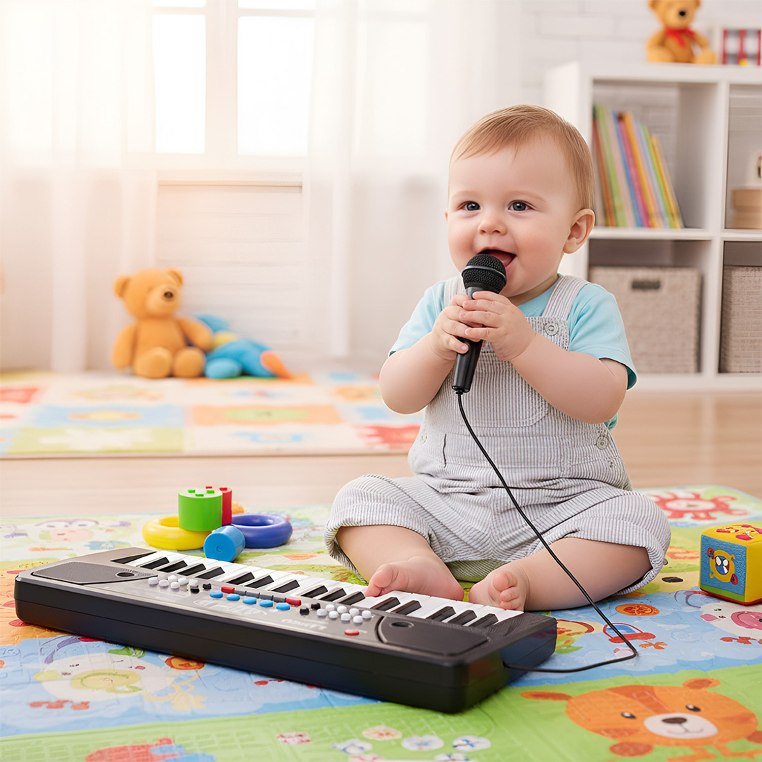 Image of ToysCharm Professional 37-Key Kids Piano Toy with Microphone, Tones & Record Function