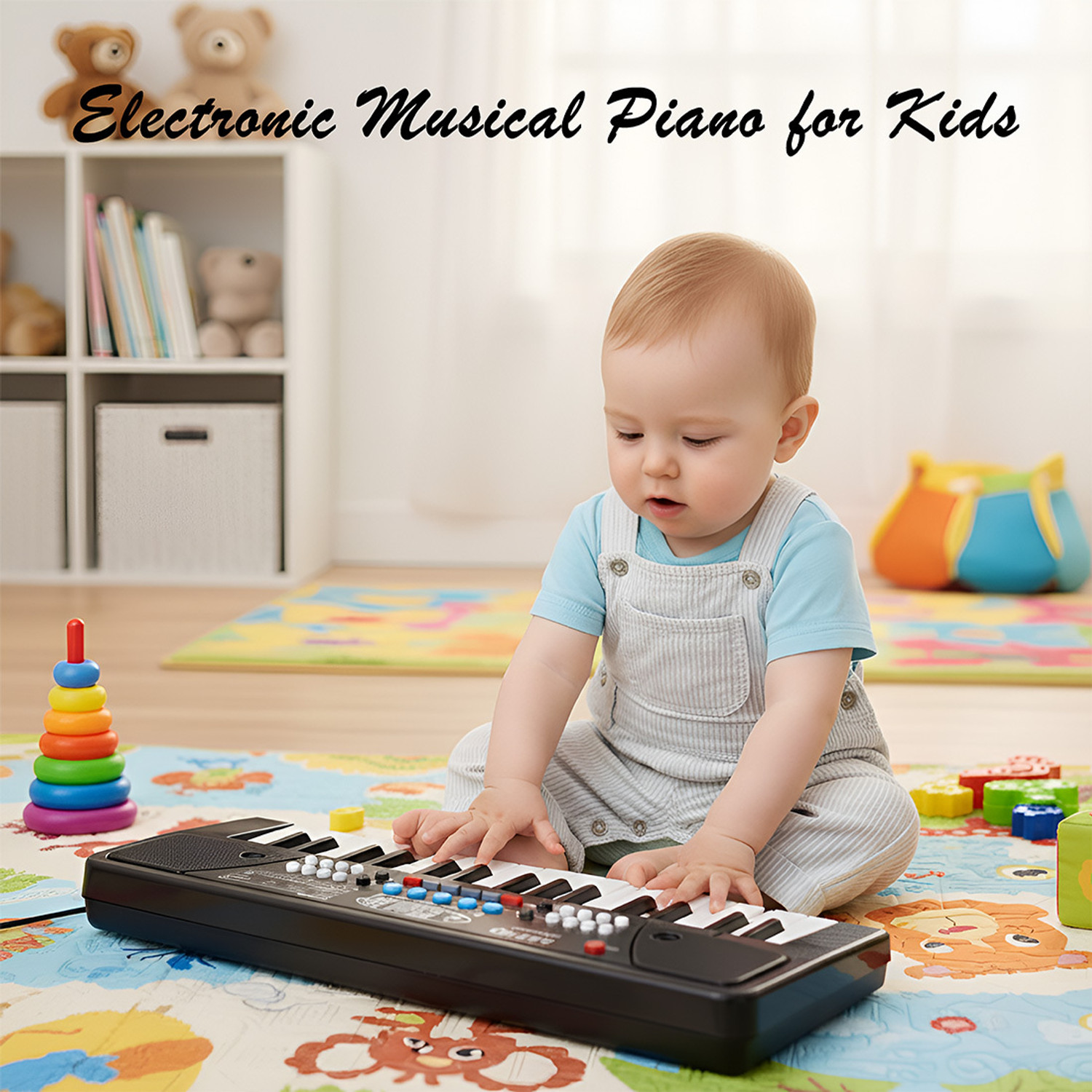 Image of ToysCharm Professional 37-Key Kids Piano Toy with Microphone, Tones & Record Function