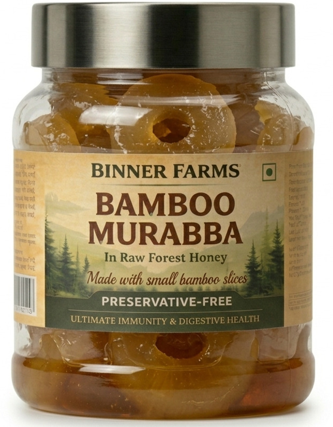 Image of BINNER FARMS Bamboo Murabba in Raw Forest Honey -Bans ka Murabba -Bone Health & Height Growth Bamboo Murabba