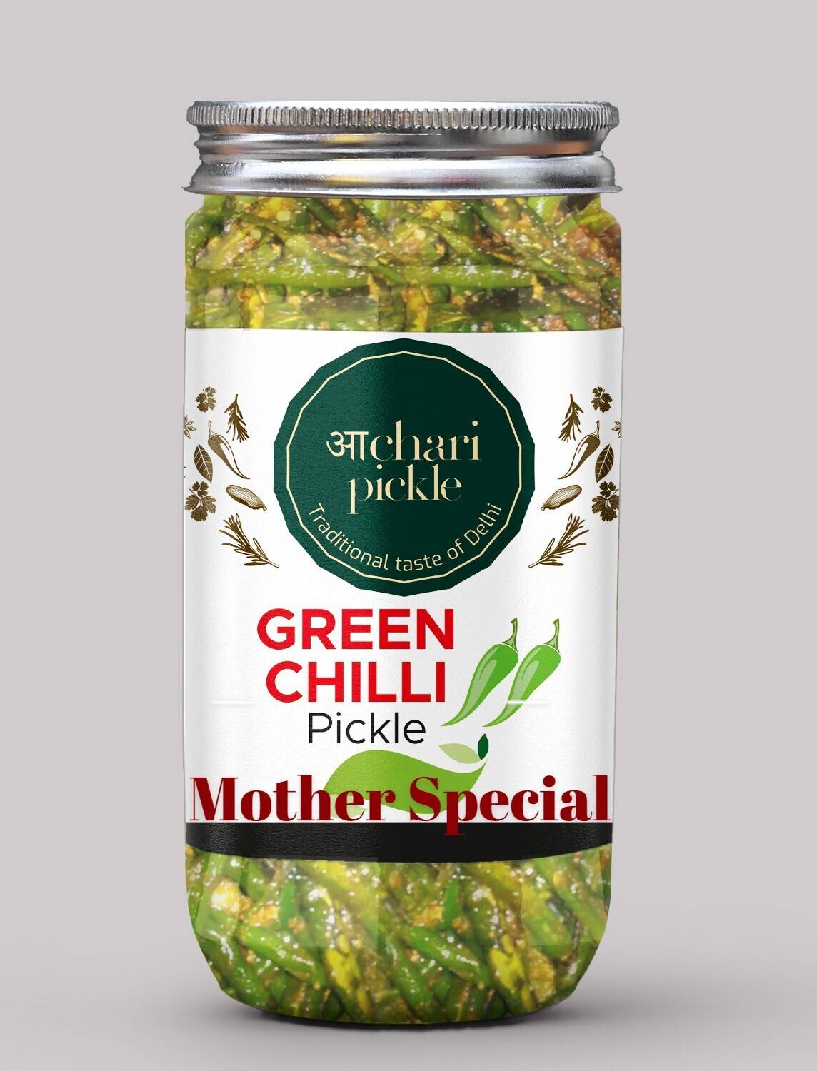 ACHARI PICKLES Mother Special Green Chilli Pickle- Mother Special -Harimirch Ka Achar/Achaar Green Chilli Pickle