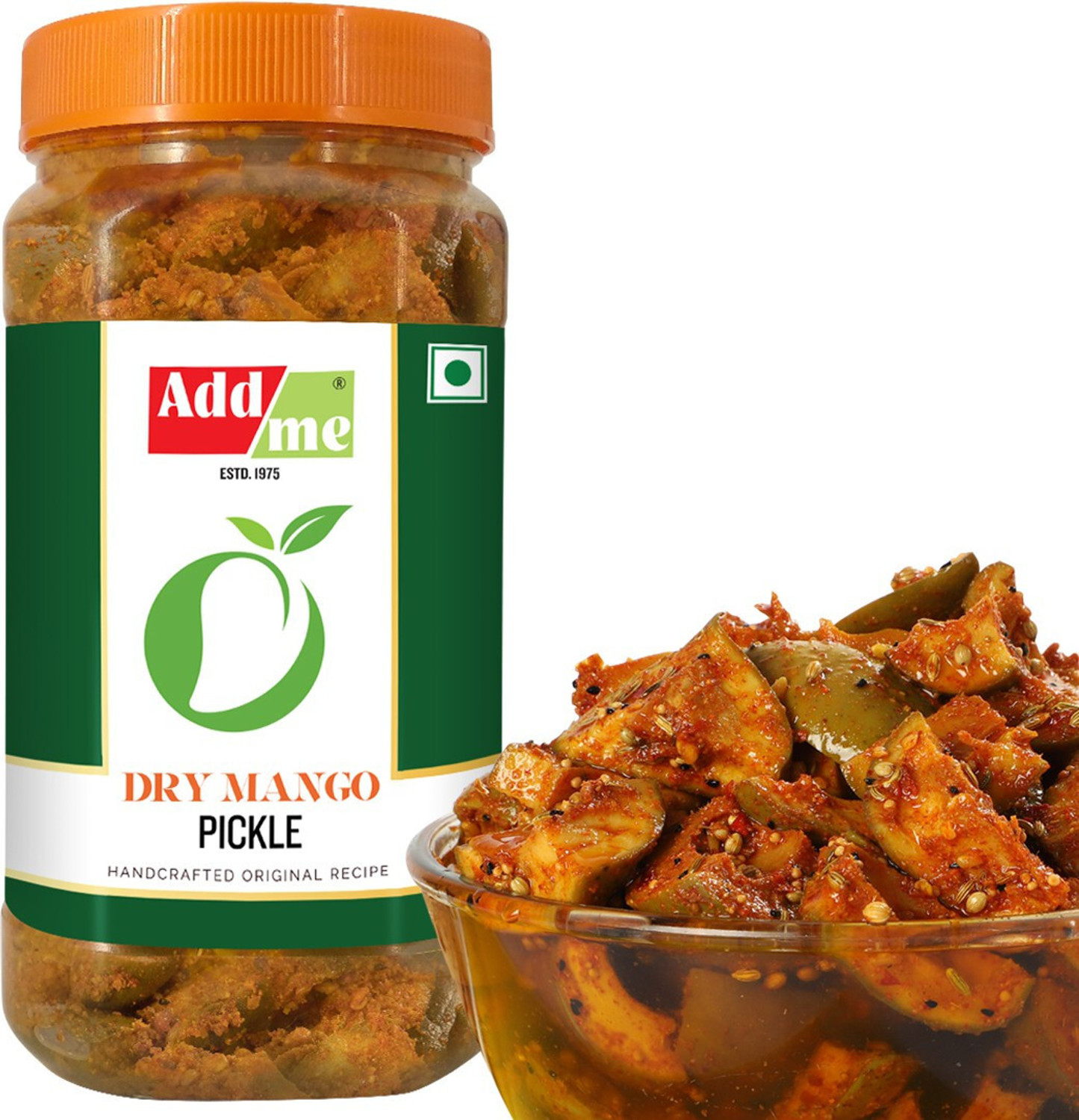 Image of Add me Dry Mango Pickle 900g Less Oil, sukha achar Homemade Mango Pickle in Mustard Oil 900 gm aam ka achar in Pet Jar Mango Pickle