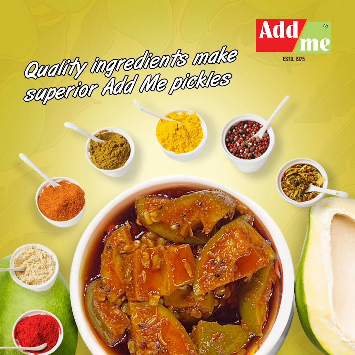 Image of Add me Dry Mango Pickle 900g Less Oil, sukha achar Homemade Mango Pickle in Mustard Oil 900 gm aam ka achar in Pet Jar Mango Pickle