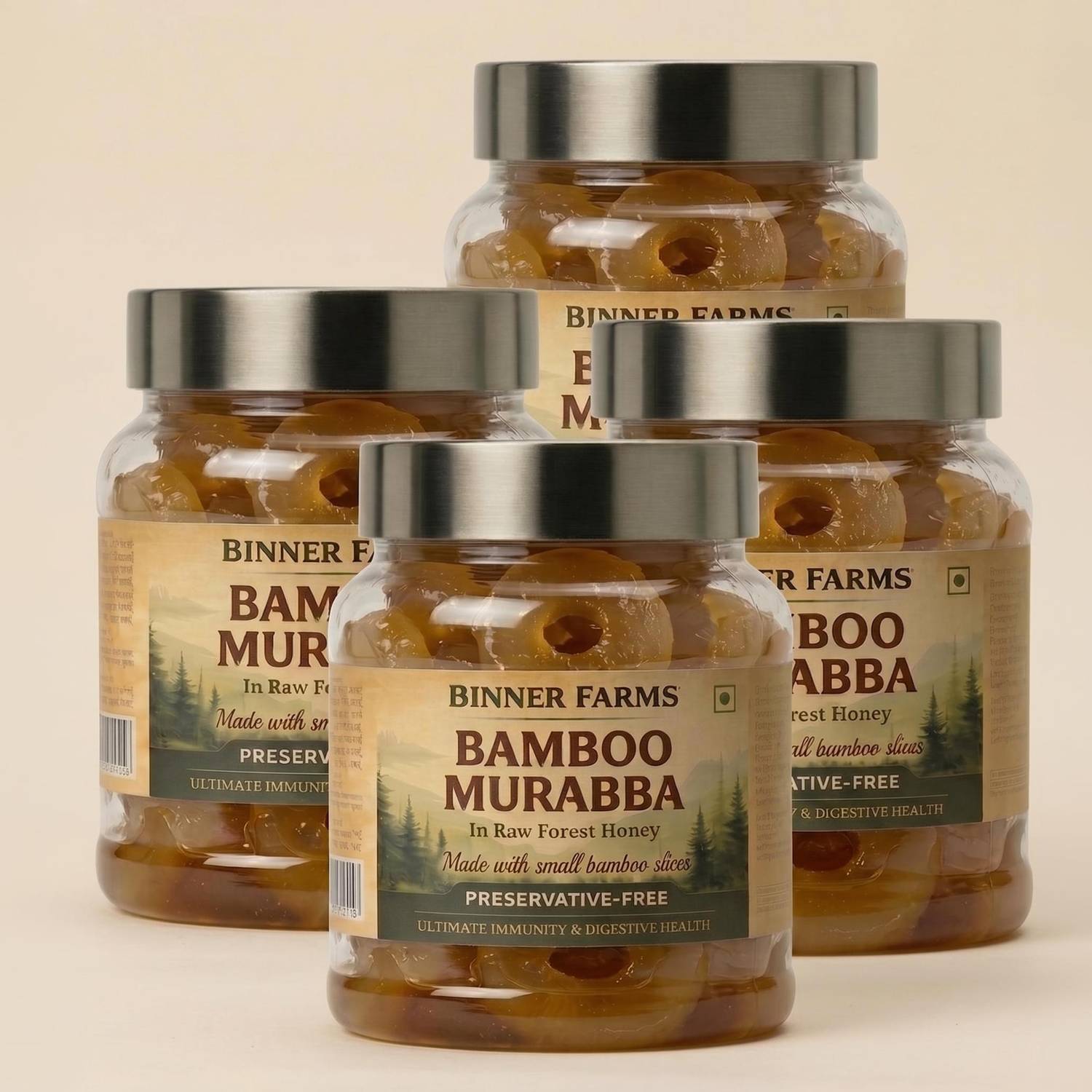 BINNER FARMS Bamboo Murabba in Raw Forest Honey -Bans ka Murabba - Super Saver Pack Bamboo Murabba