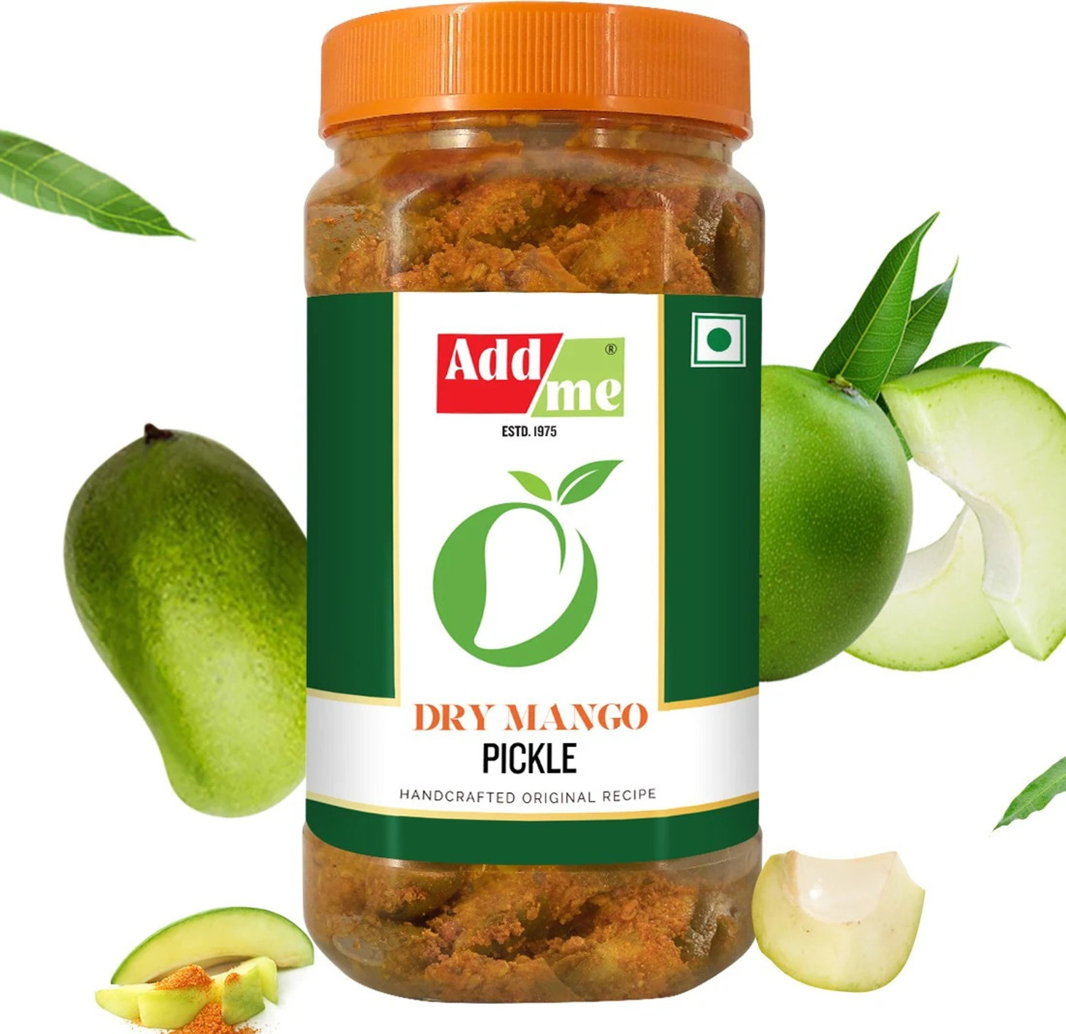 Image of Add me Dry Mango Pickle 900g Less Oil, sukha achar Homemade Mango Pickle in Mustard Oil 900 gm aam ka achar in Pet Jar Mango Pickle