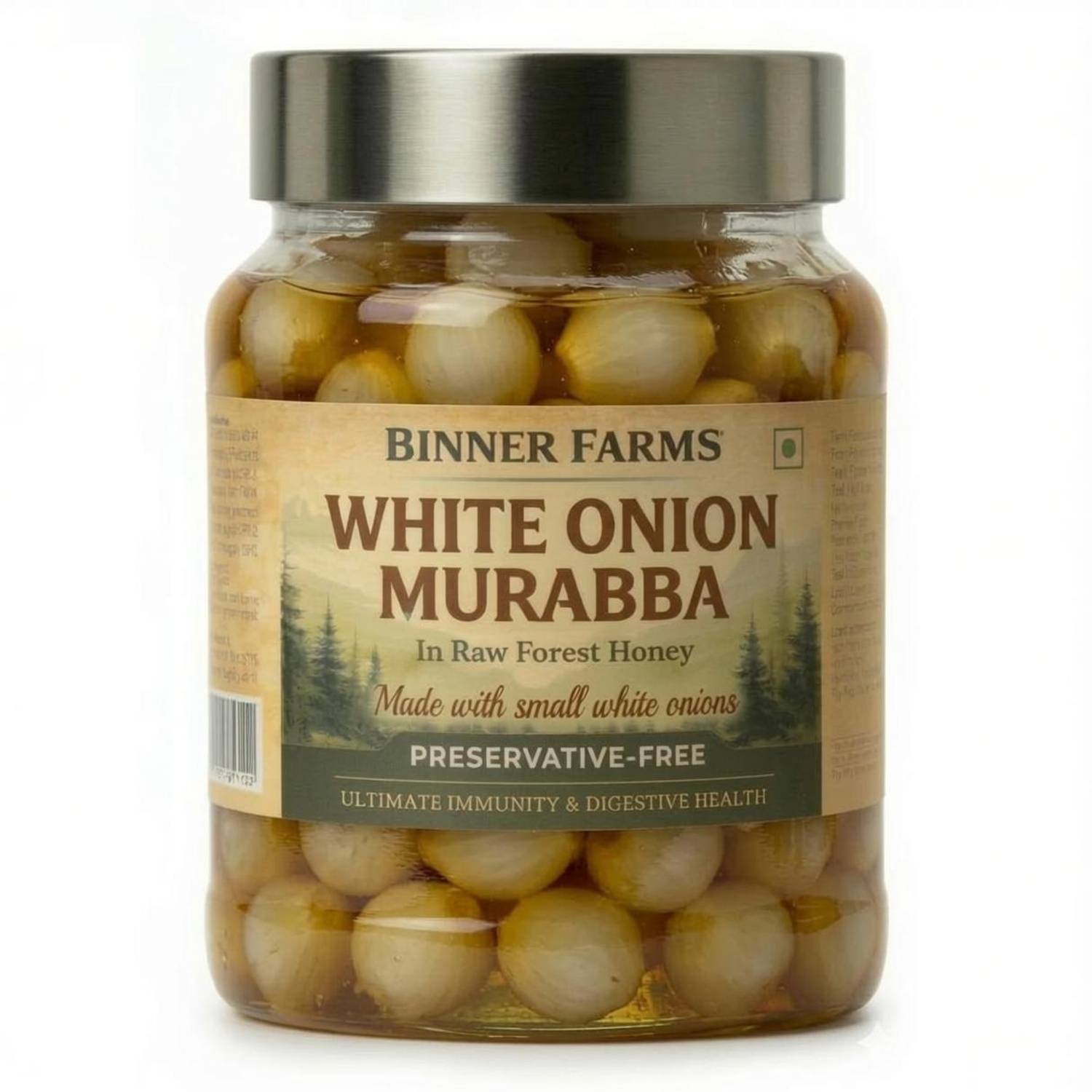 BINNER FARMS White Onion Murabba in Raw Forest Honey - Natural Lung Detox & Body Coolant Onion Murabba