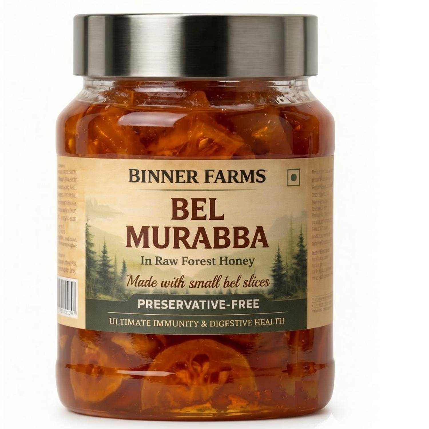 BINNER FARMS Bel Murabba in Raw Forest Honey – Rich in Fiber & Tannins Bel Murabba