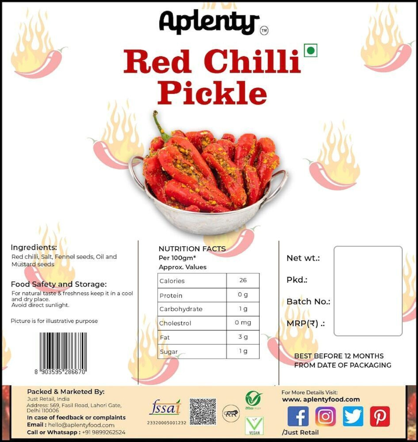 Image of APLENTY Red Chilli Pickle | Handmade Laal Mirchi ka Achar Red Chilli Pickle