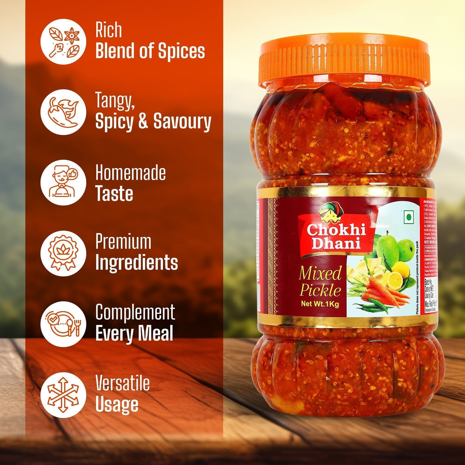 Image of Chokhi Dhani Foods Mix Achar Mango, Carrot, Lemon, Green Chilli Mixed Pickle