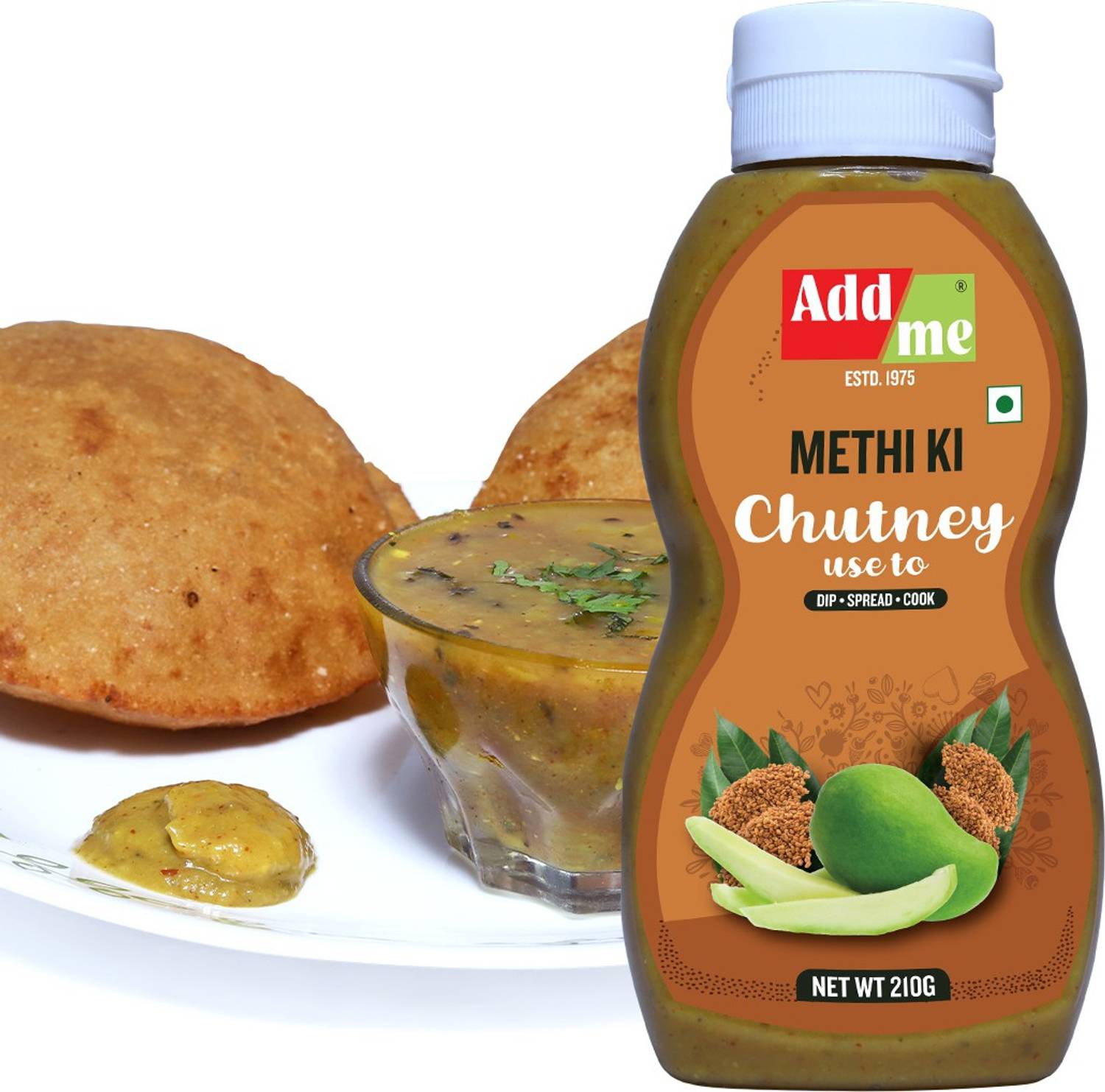 Add me Methi Dana Chutney 210g, North Indian Paste and Marinade Hing Methi ki Chutney Mango Pickle