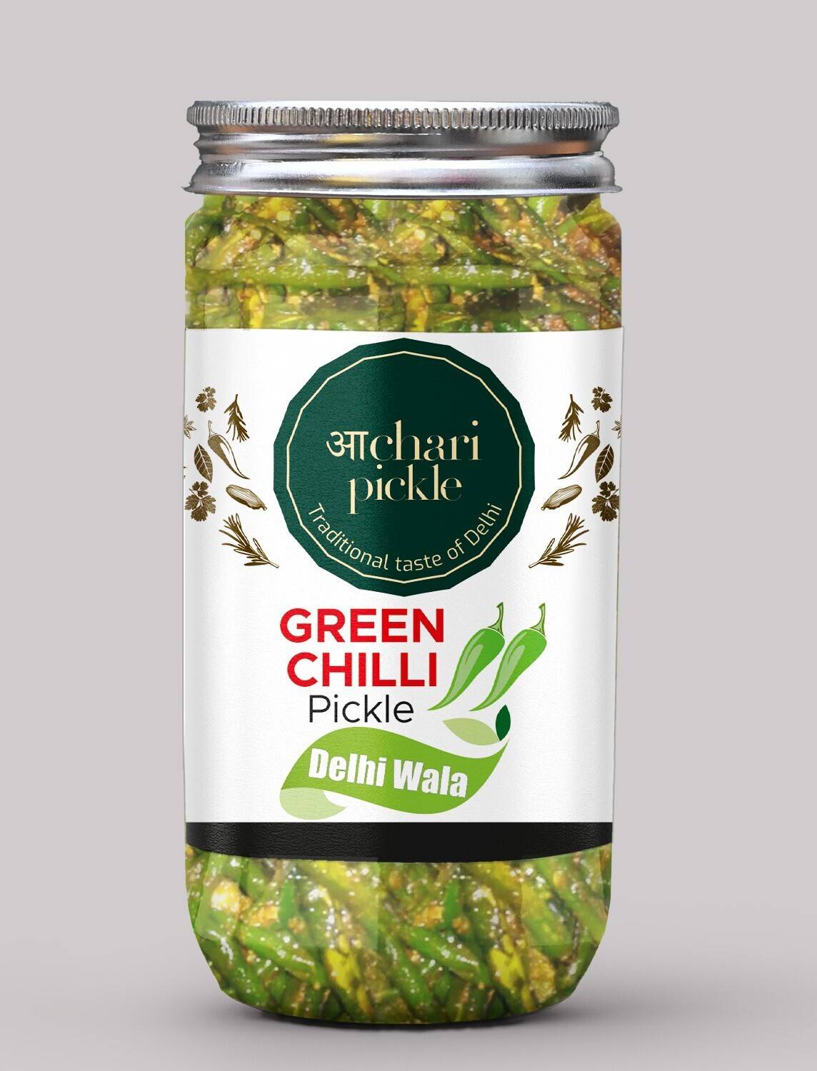 ACHARI PICKLES Homemade Green Chilli Pickle- Delhiwala Style-Harimirch Ka Achar Mother Recipe Green Chilli Pickle