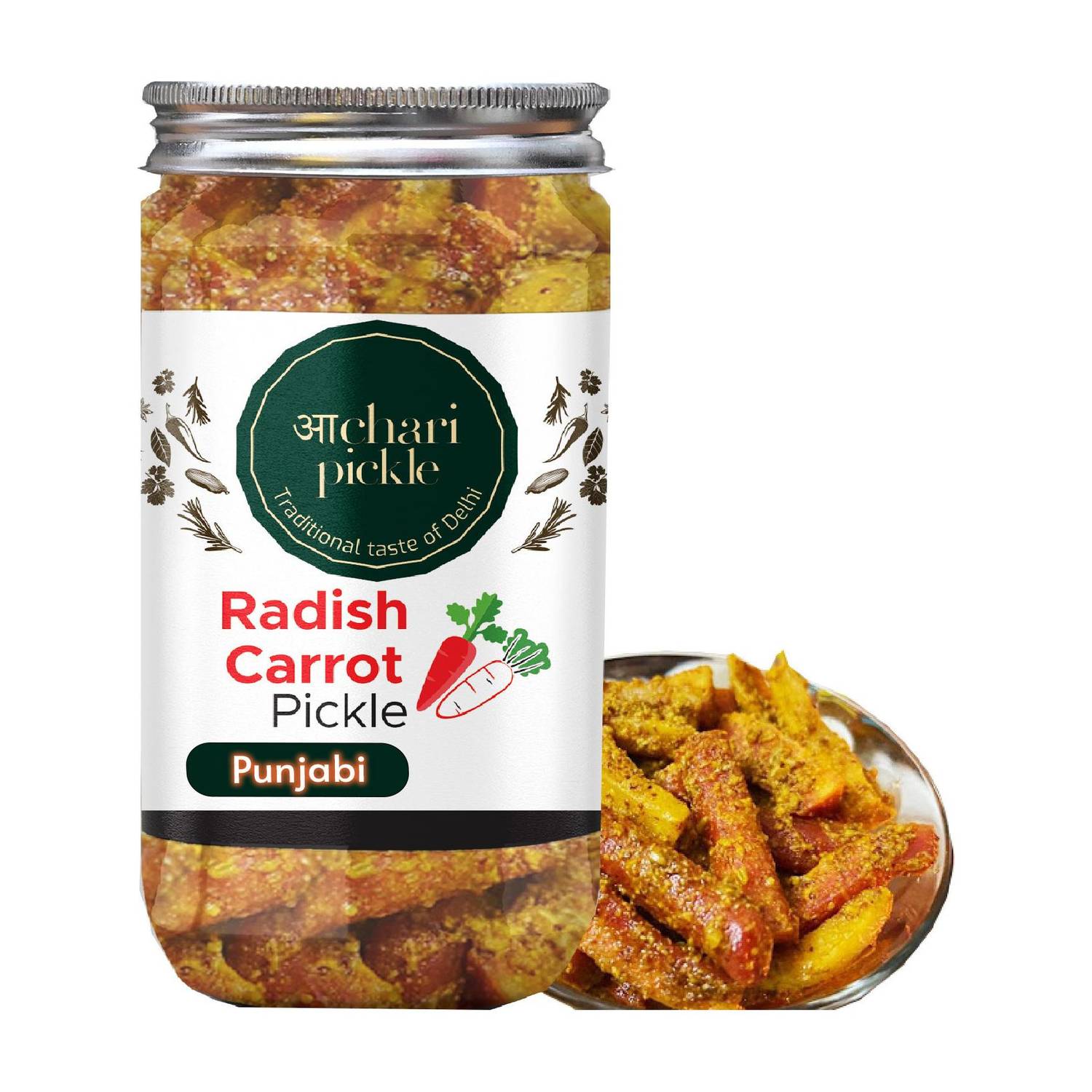 ACHARI PICKLES Punjabi Radish Carrot Pickle Home Made Gajar Mooli ka Achar (400GM) Radish Pickle