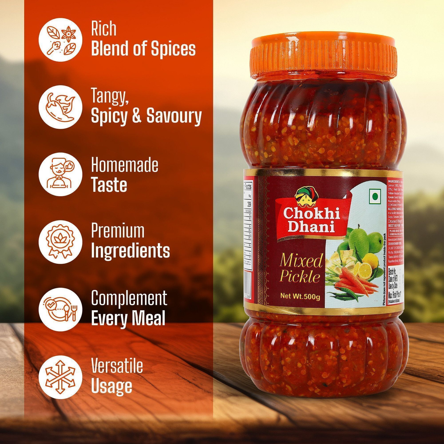 Image of Chokhi Dhani Mix Achar Mango, Carrot, Lemon, Green Chilli Mixed Pickle