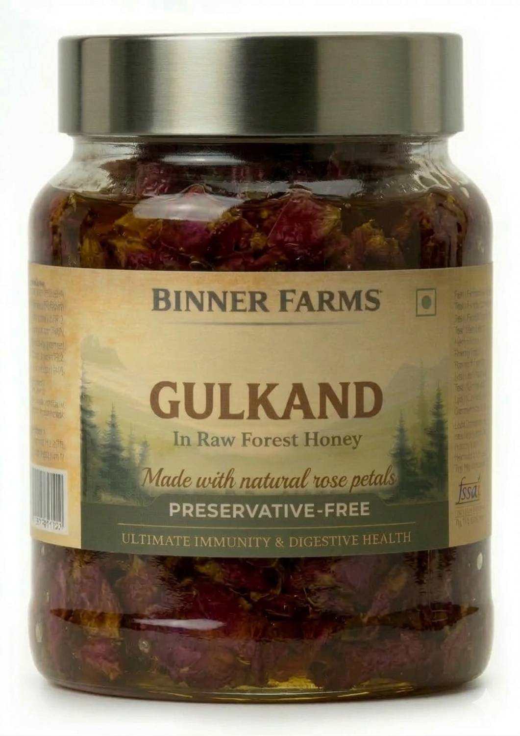 BINNER FARMS Premium Pink Damask Rose Gulkand in Raw Honey - Sun-Cured for Digestion Gulkand Gulkand