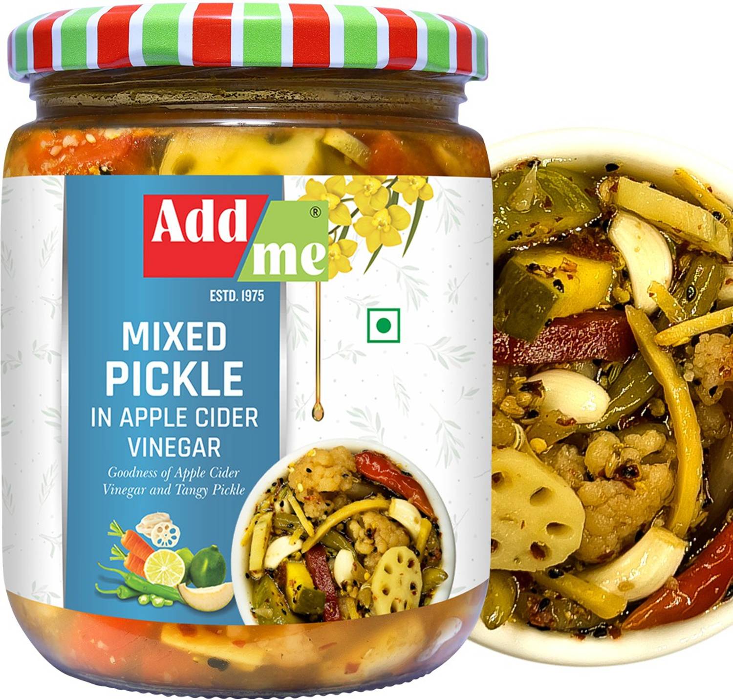 Add me Homemade Mixed Pickle in Apple Cider Vinegar 500gm|Mix achar in sirka 500g Mixed Vegetable Pickle