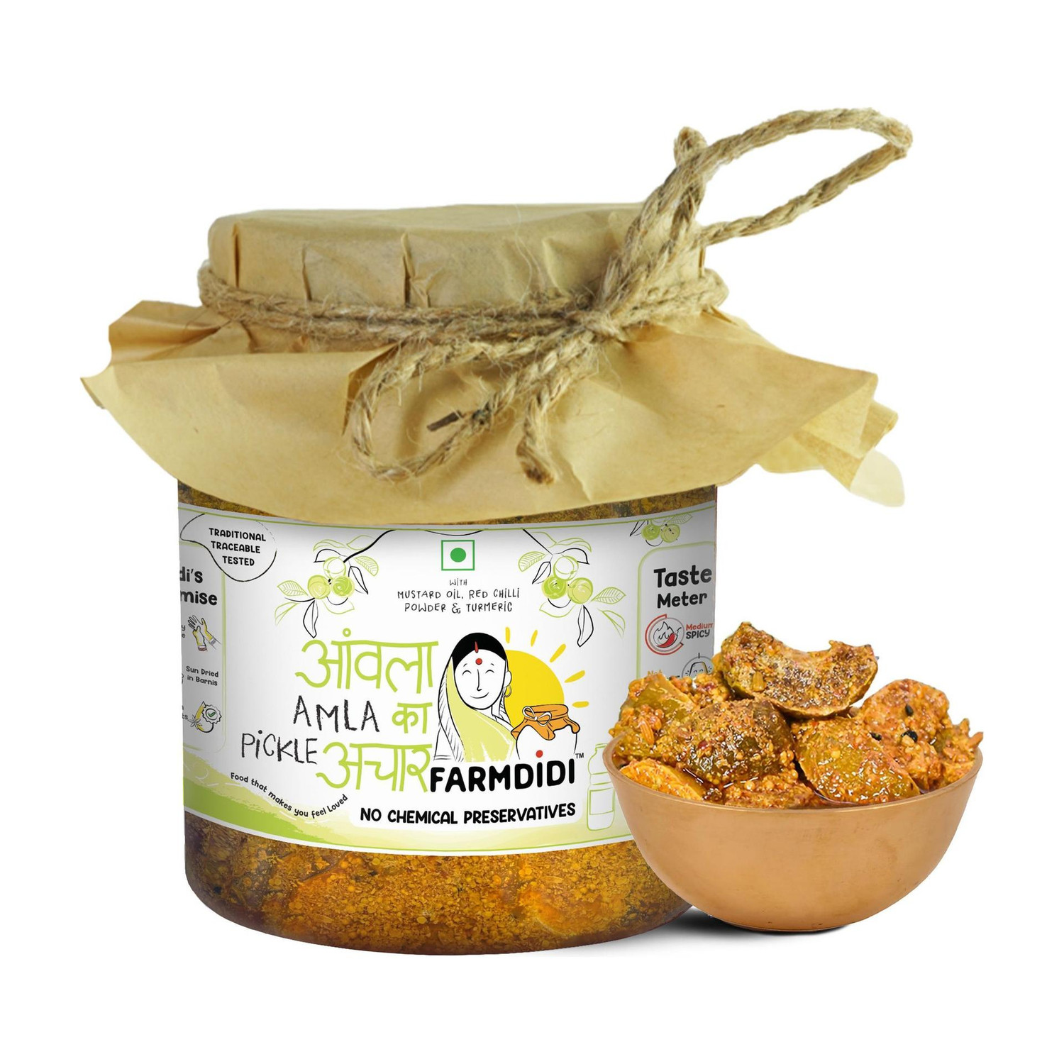 Image of FarmDidi Amla Achar 1kg| Homemade Achaar|No Onion & Garlic |Preservative Free |Tangy Green Gooseberry Pickle