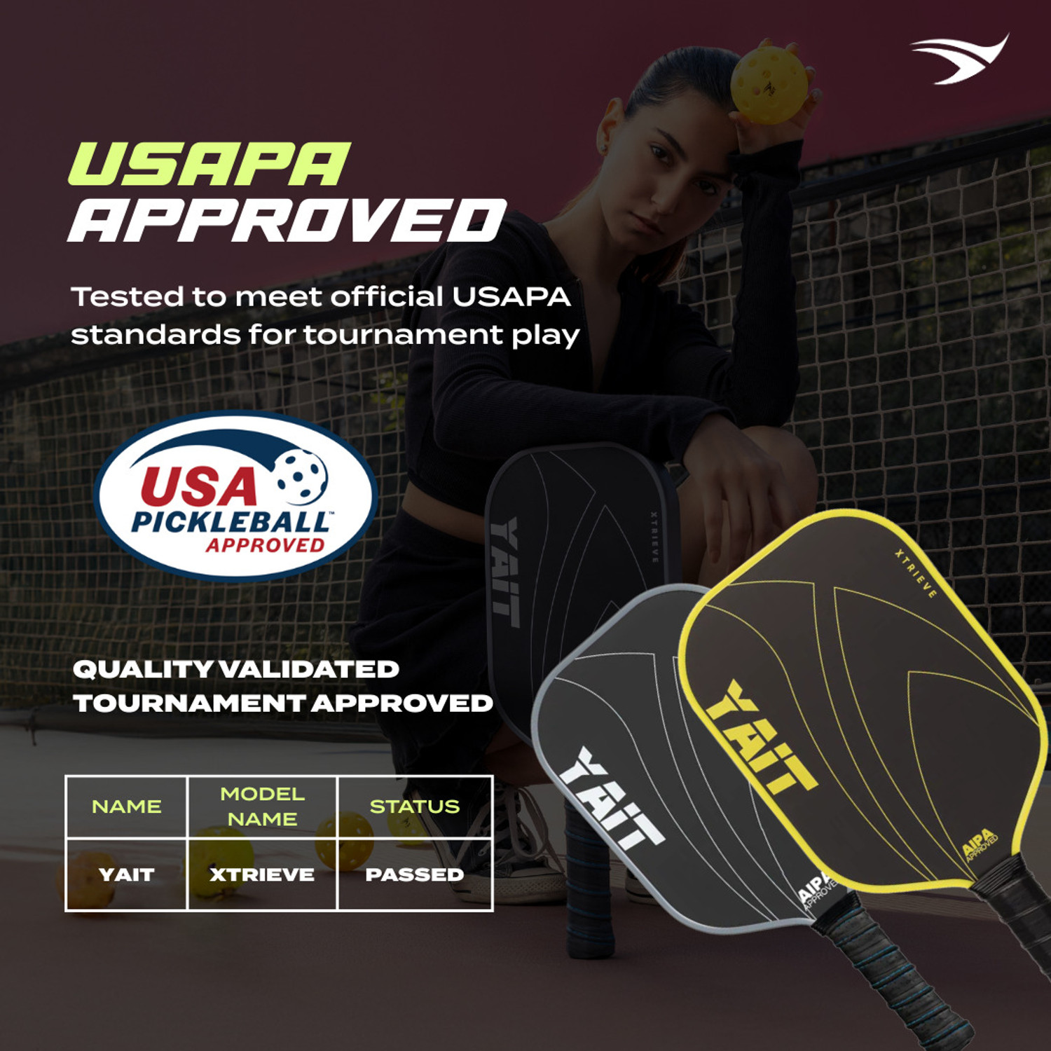 Image of Yait Sports Xtrieve Pickleball Paddle | T700 Carbon Fiber Frosted Surface | AIPA Approved Pickleball Paddle