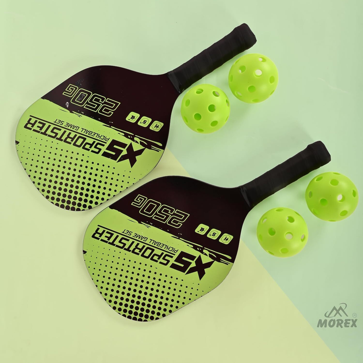 Image of MOVEX Morex Pickleball Racket Set [ 2 Rackets + 4 Balls ] | Wooden Pickle Ball Racket Pickleball Paddle