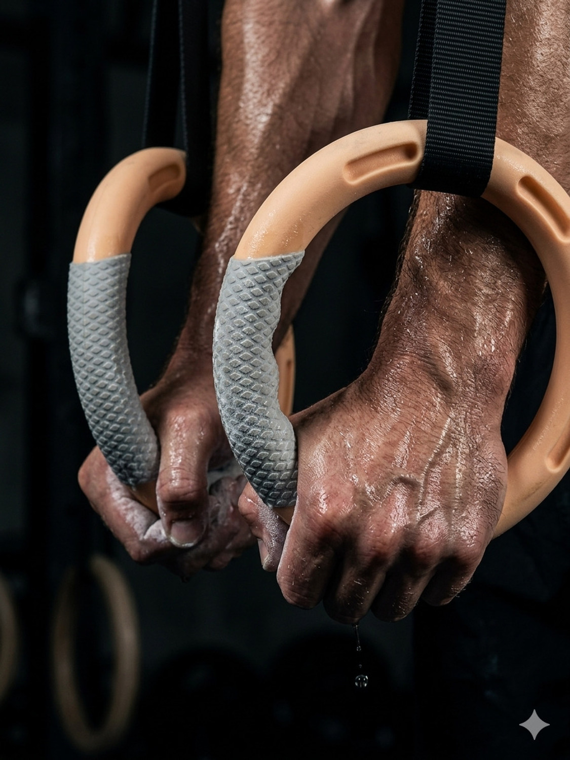 Image of keycraze Gymnastic Rings with Adjustable Straps,with Grips Pilates Ring (Brown)