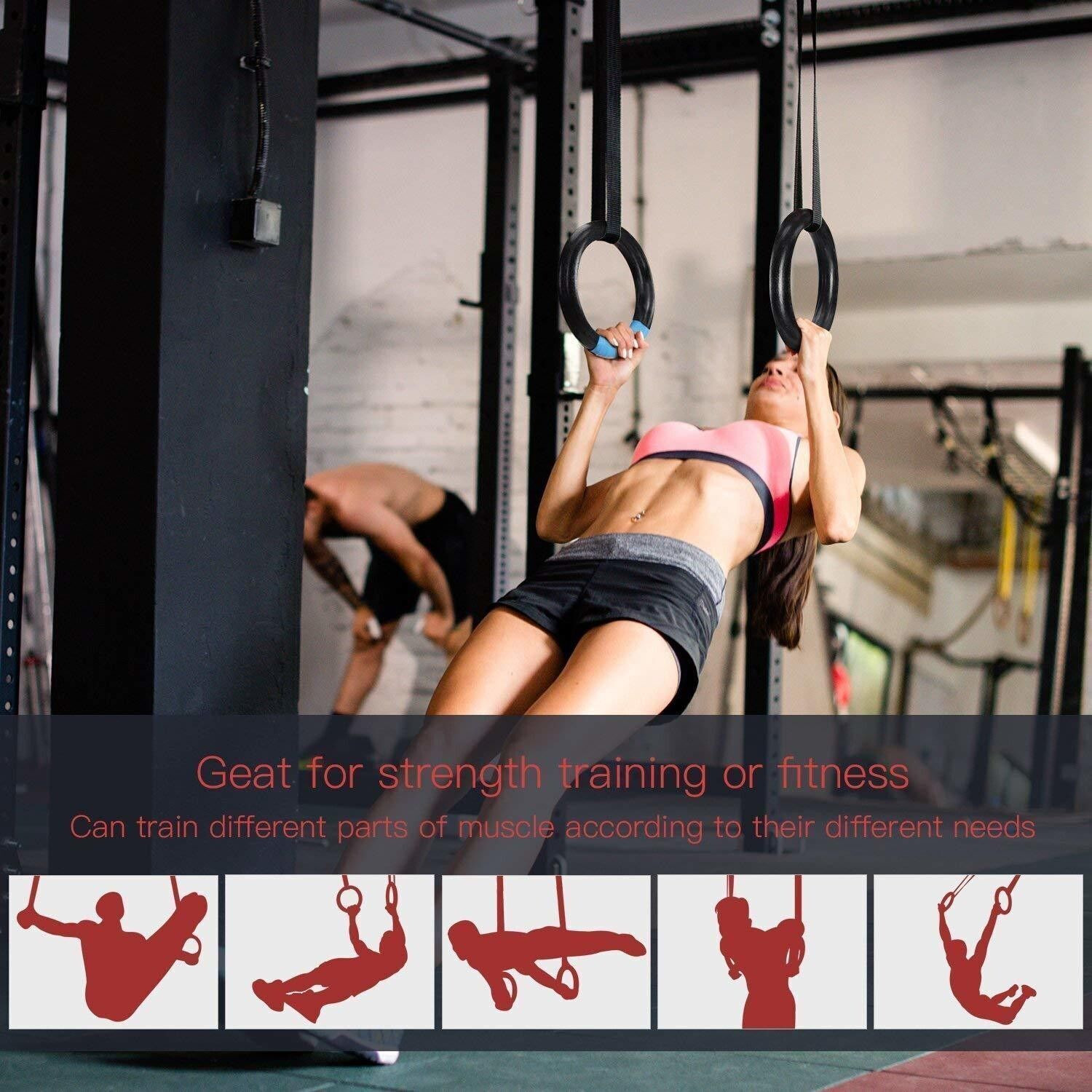 Image of Wearslim Gymnastic Rings|1000 lbs Capacity|14.5ft Adjustable Buckle Straps Pilates Ring