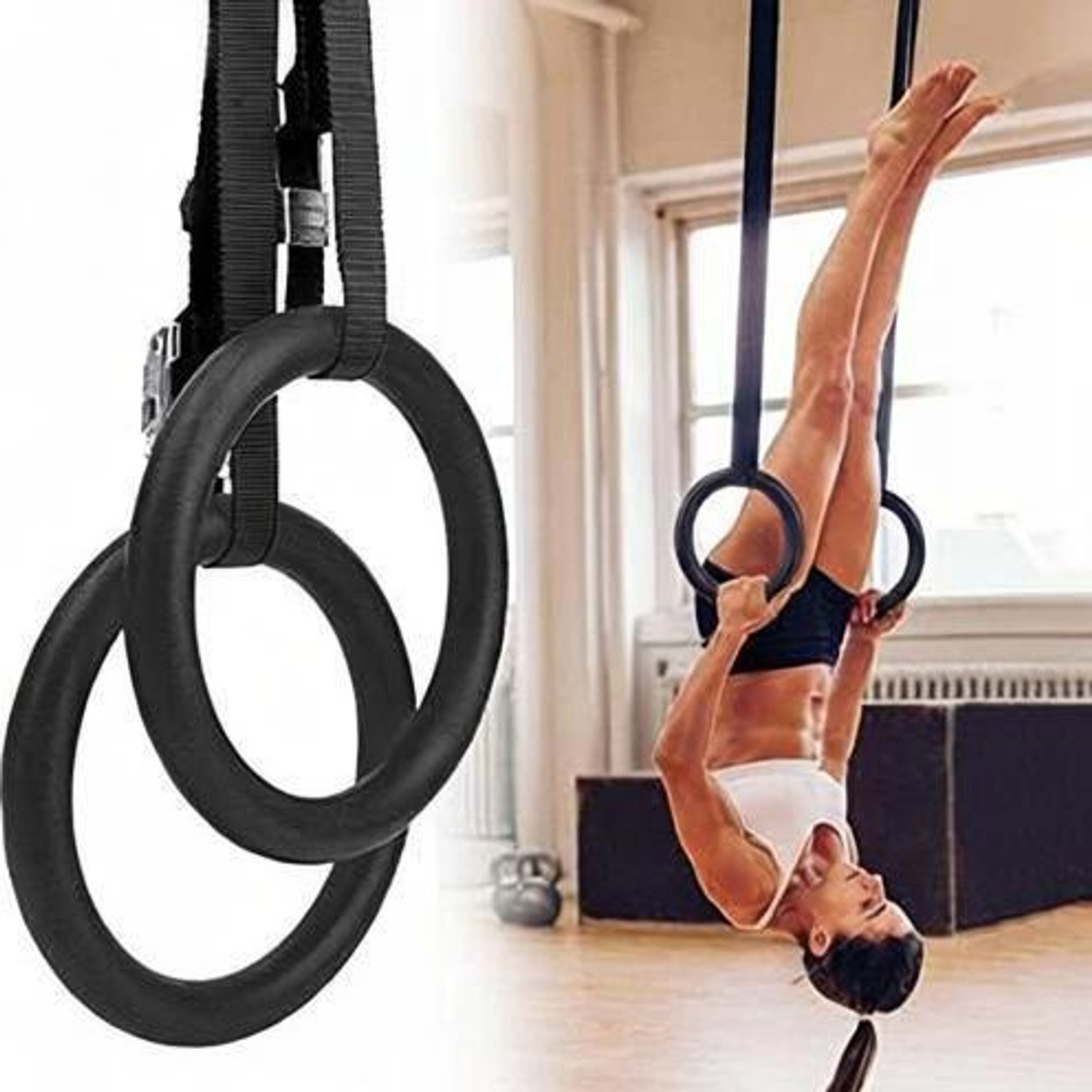 Image of Fitness Scout Gymnastic Rings with Heavy Duty Adjustable Straps for Gym, Home, Cross fit Pilates Ring (Multicolor)