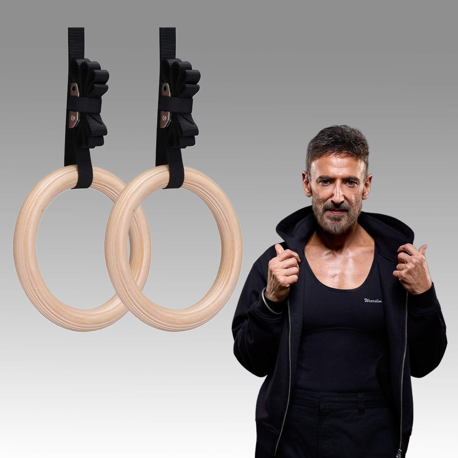 Image of Wearslim Gymnastic Rings|1000 lbs Capacity|14.5ft Adjustable Buckle Straps Pilates Ring