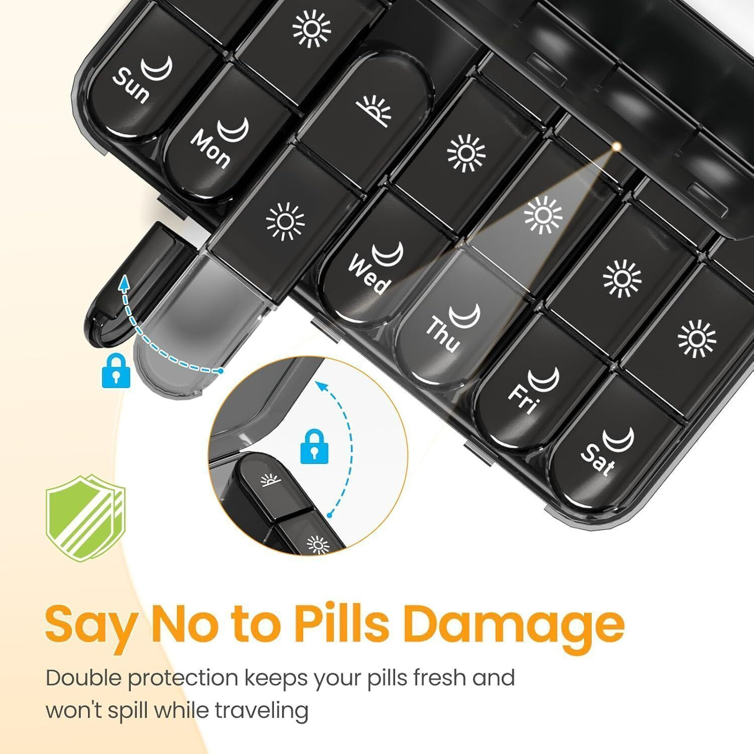 Image of QOZWEID 7- DAY Day Medicine Box 3 Times a Day Weekly Pill Organizer for Travel Pill Box