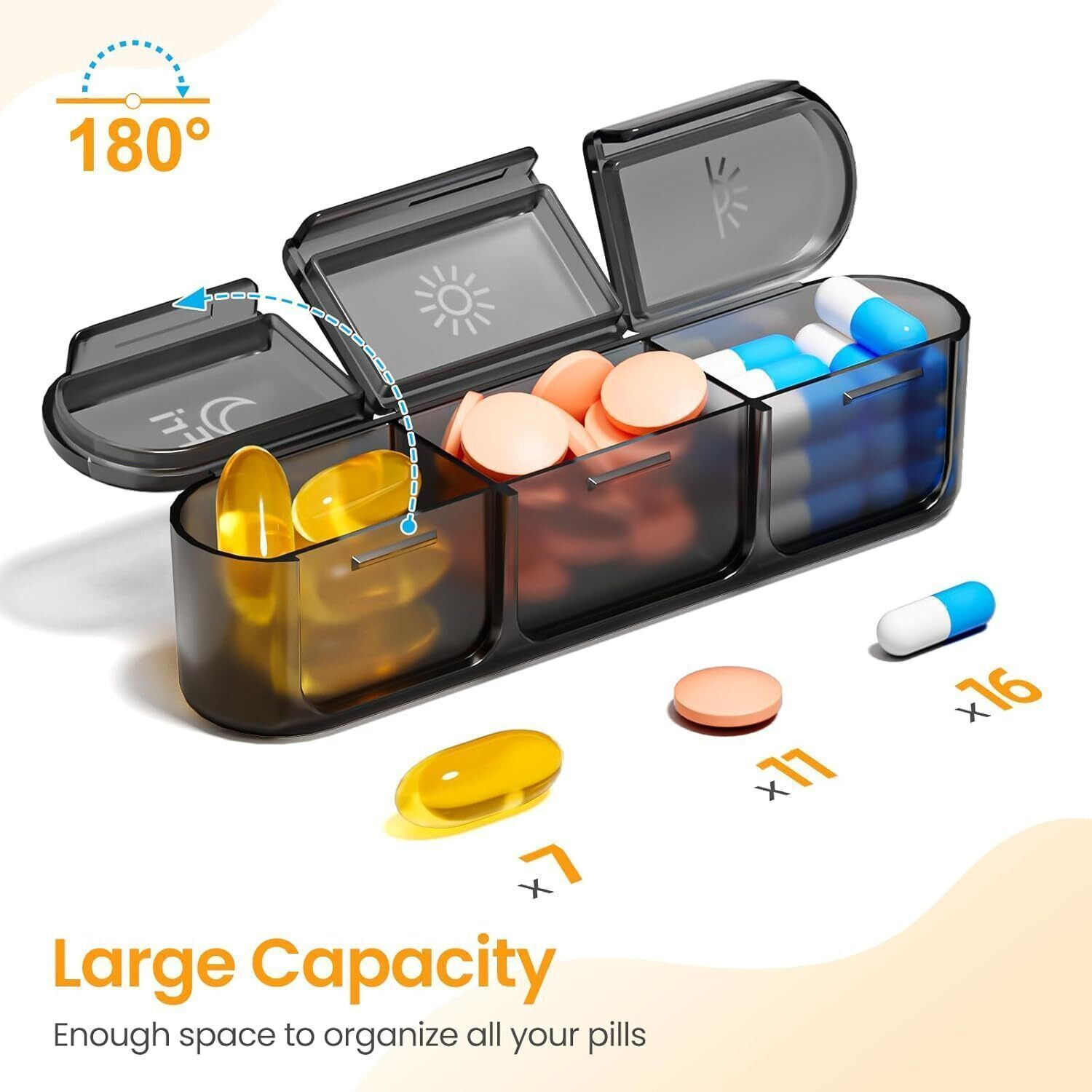 Image of QOZWEID 7- DAY Day Medicine Box 3 Times a Day Weekly Pill Organizer for Travel Pill Box