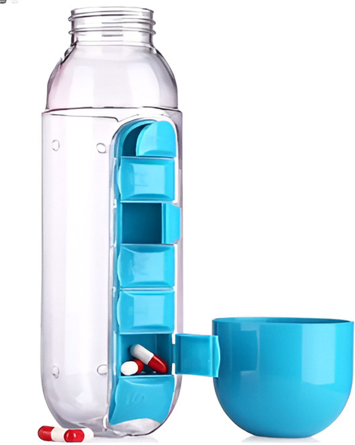 Image of Fairlis 7-day Weekly Pill Box Organizer 7 Days with Water Bottle Travel Friendly Pill Box