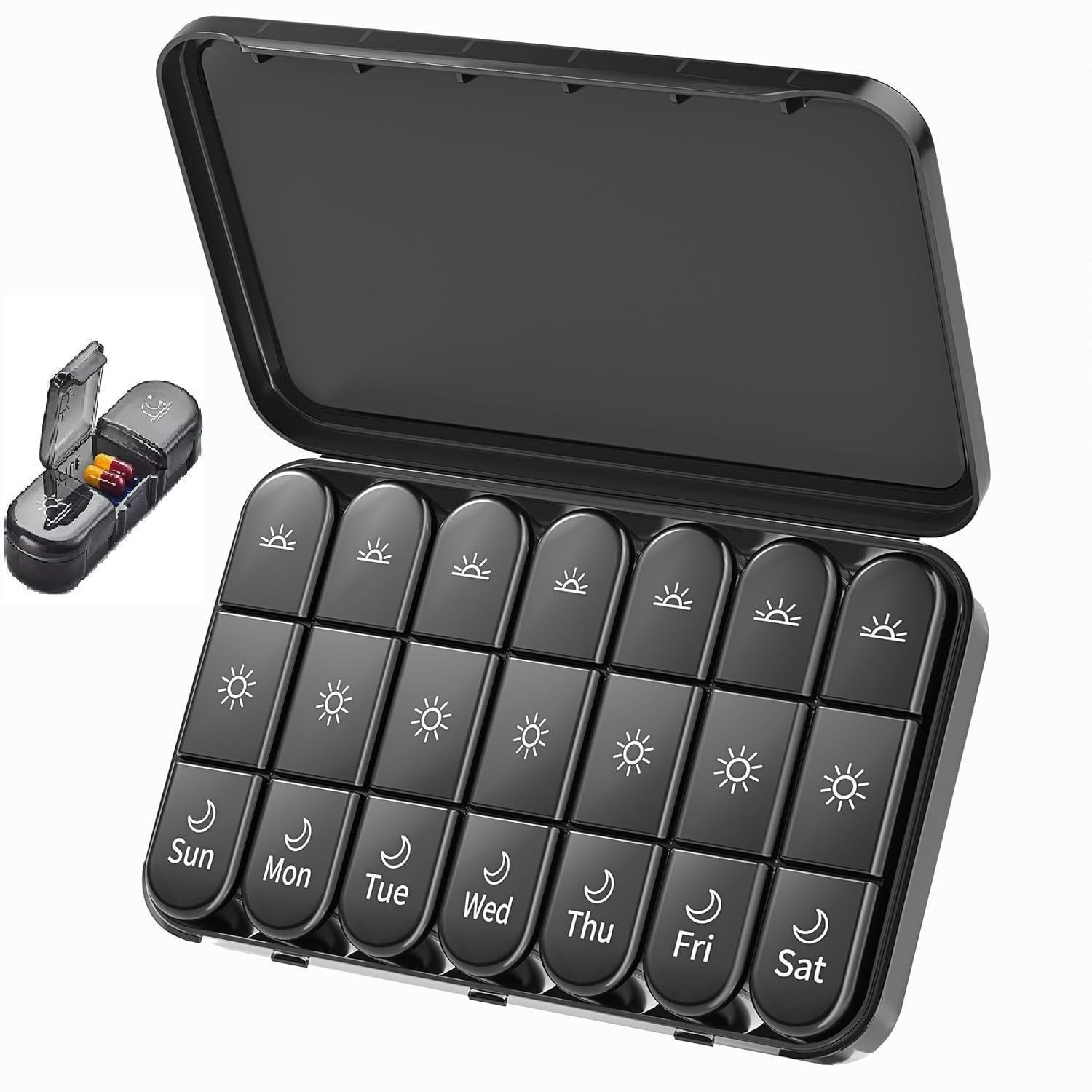 Image of QOZWEID 7- DAY Day Medicine Box 3 Times a Day Weekly Pill Organizer for Travel Pill Box
