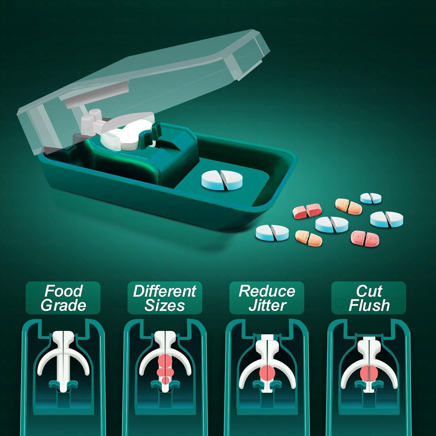 Image of OTICA Portable Pill Cutter For any size of medicine Manual tablet cutter Best Pill Cutter and Splitter Daily Usage, Safely Cut Pills and Vitamins Tablets Manual pill cutter
