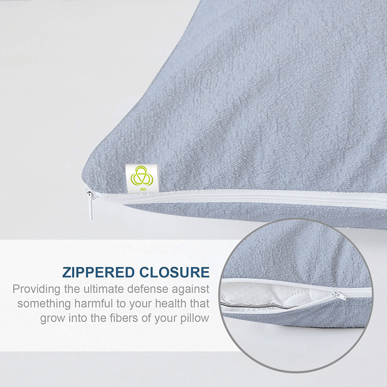 Image of AVI Plain Plain Filled Zipper Standard Size Pillow Protector