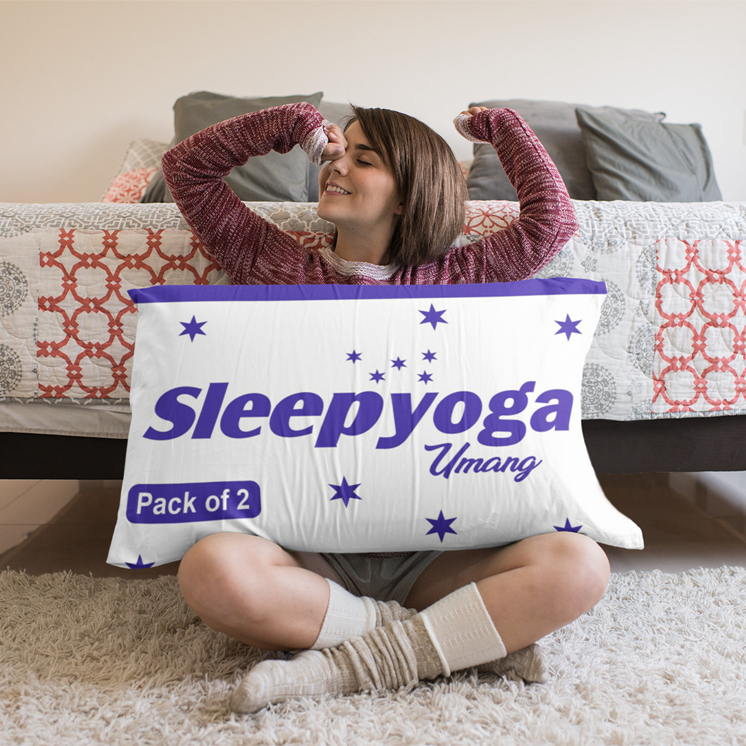 Image of Sleep Yoga Polyester Fibre Sleeping Pillow Pack of 2 Solid Fiber Lite Pillow | Medium Soft | Micro-Peach Fabric | Luxurious Feel