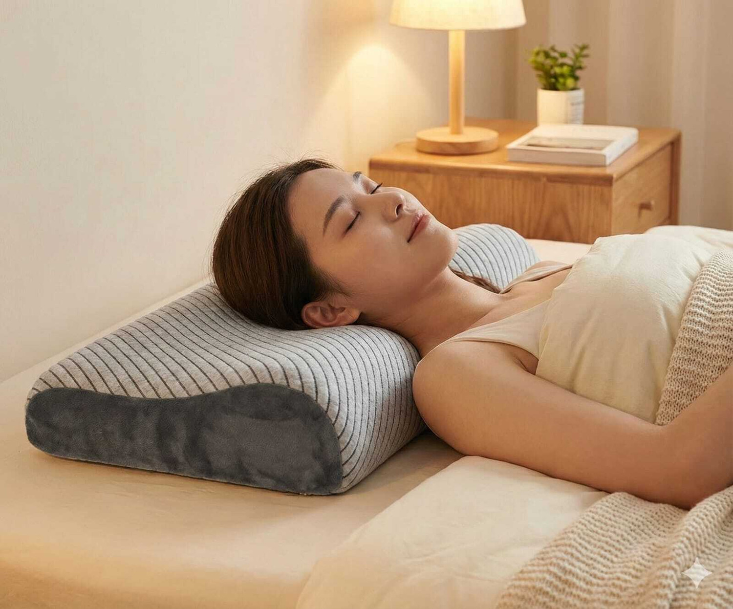 Image of COO RIZZ Nap time Anytime Foam Orthopaedic Pillow Pack of 1 Stripes PU Foam Cervical Contour Pillow, Stomached, Anti-Snoring, Side Sleepers