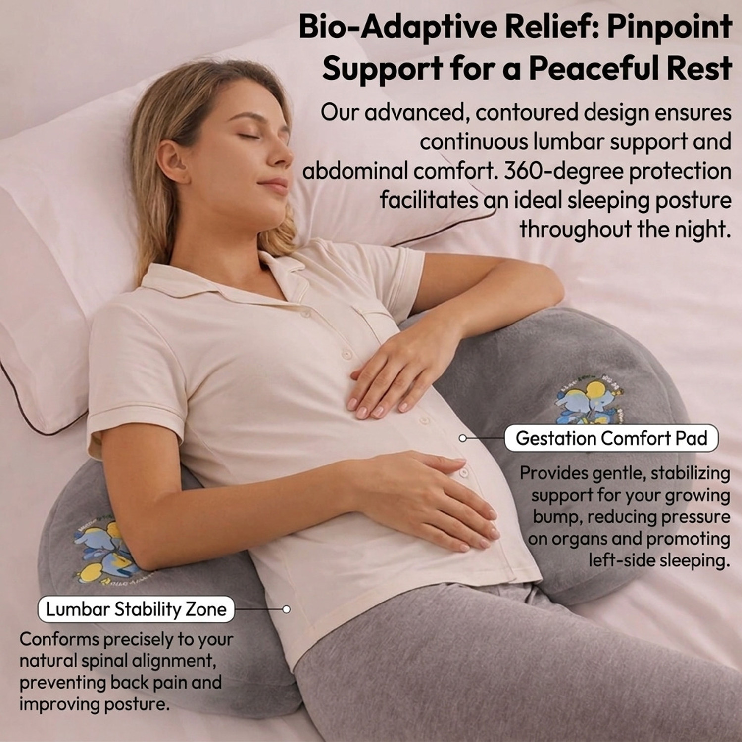 Image of Mummakart Cotton Pregnancy Pillow Pack of 1 Solid Pregnancy pillow (Multicolor)