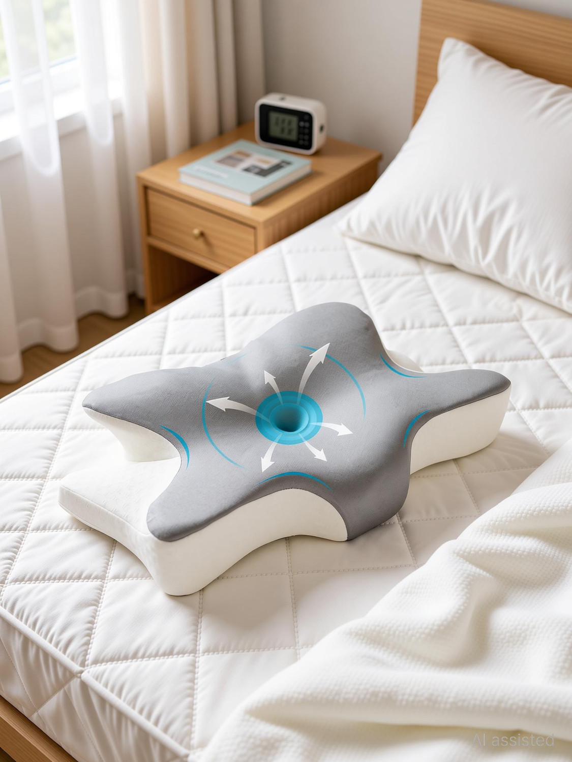 Image of WELLGIVER Memory Foam Cervical Pack of 1 Solid Ergonomic Head and Neck Alignment Design For Neck Pain Relief