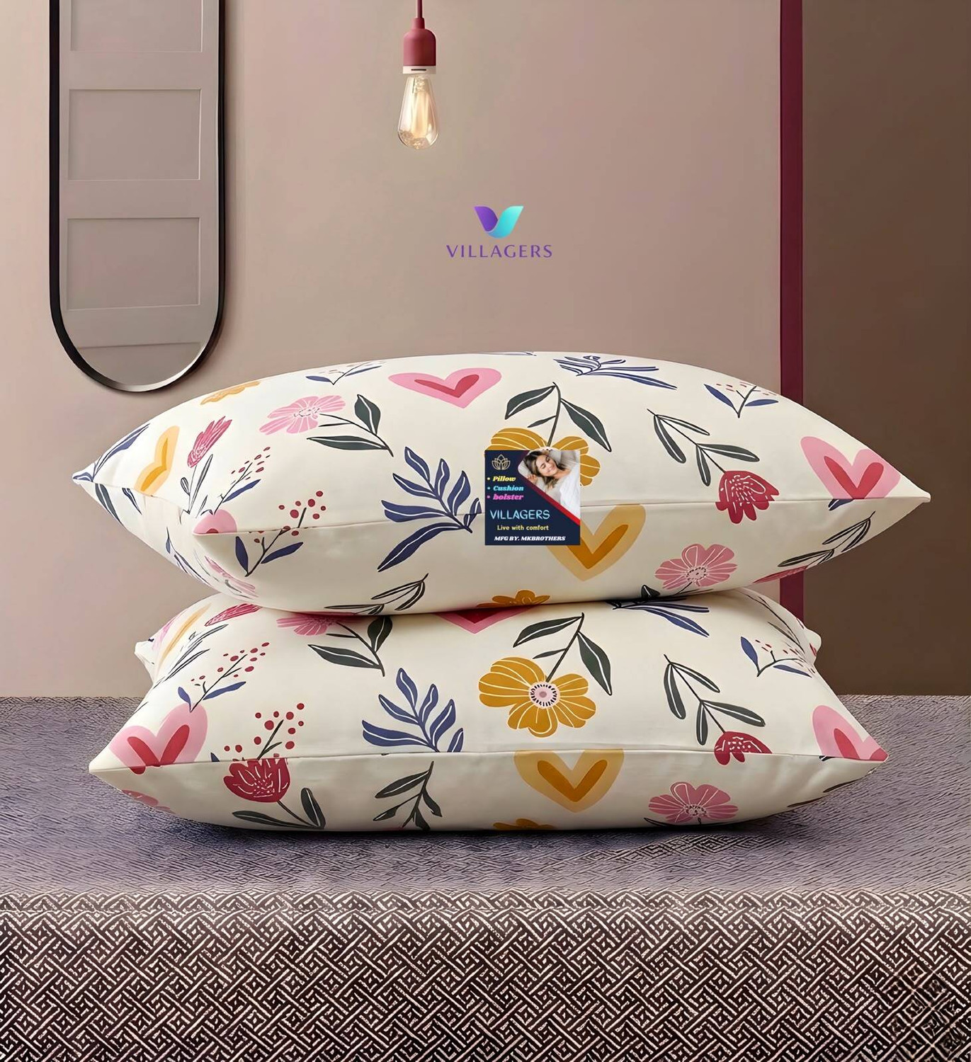 Image of ERANC Microfibre Sleeping Pillow Pack of 4 Floral LUXURY (Multicolor)