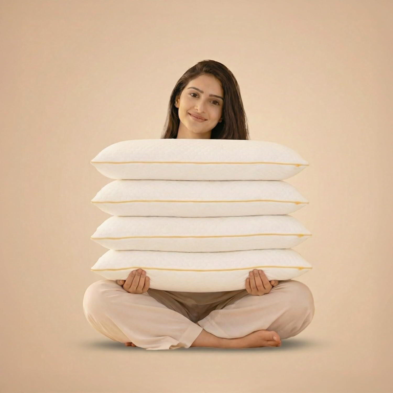 Image of SleepyCat Memory Foam Orthopaedic Pillow Pack of 4 Solid SoftTouch Small (22x14 inches) Bamboo Fabric
