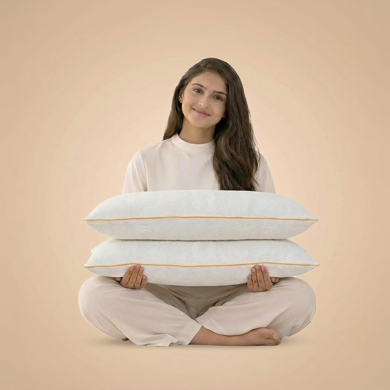 Image of SleepyCat Memory Foam Orthopaedic Pillow Pack of 2 Solid Bamboo Fabric King Size (28x18 inches)