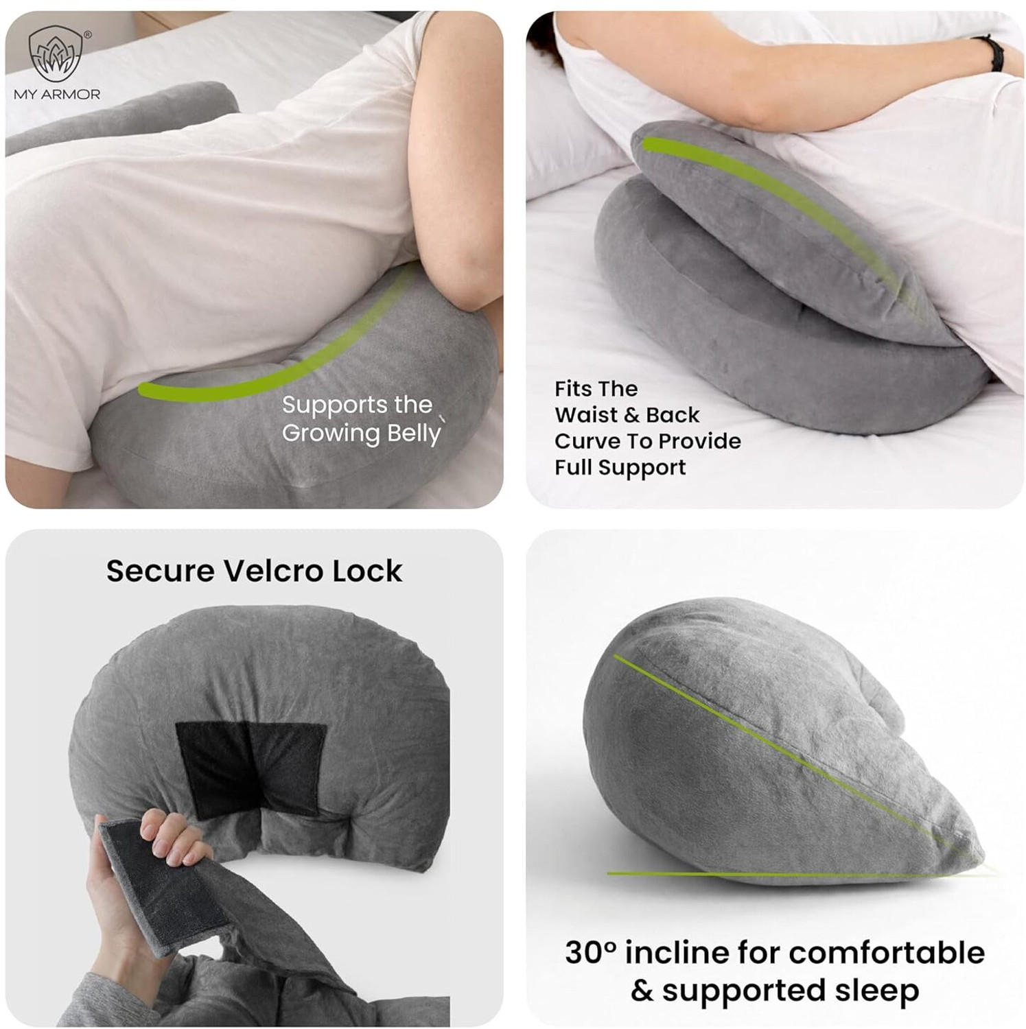 Image of MY ARMOR Microfibre Pregnancy Pillow Pack of 1 Solid