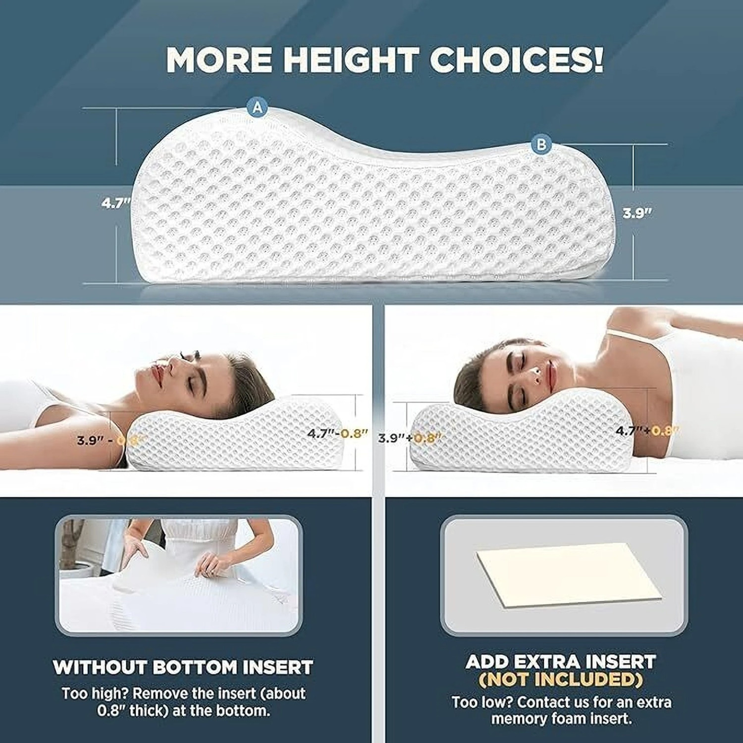 Image of velvure Memory Foam Orthopaedic Pillow Pack of 1 Geometric (White)