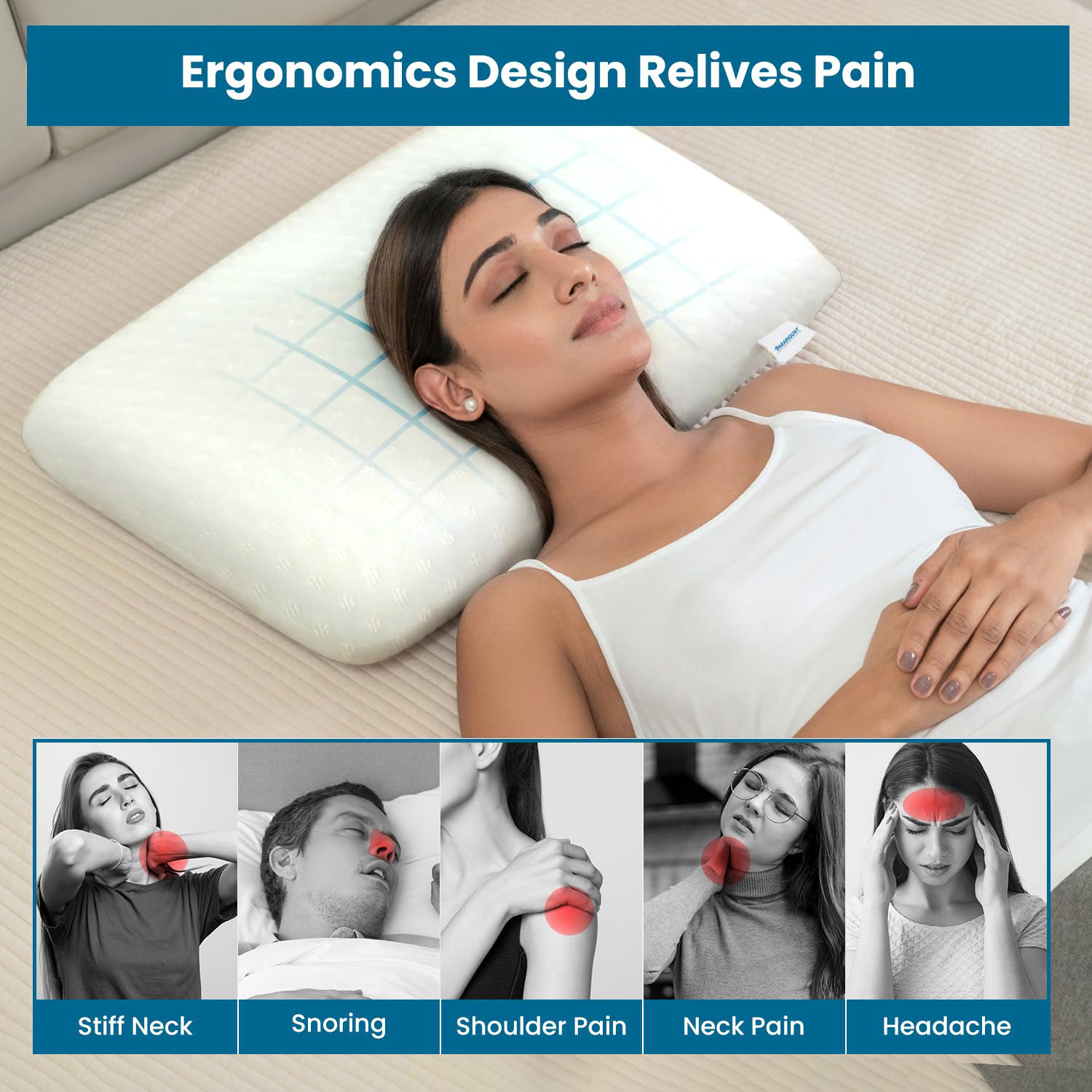 Image of Paramount Memory Foam Sleeping Pillow Pack of 2 Solid