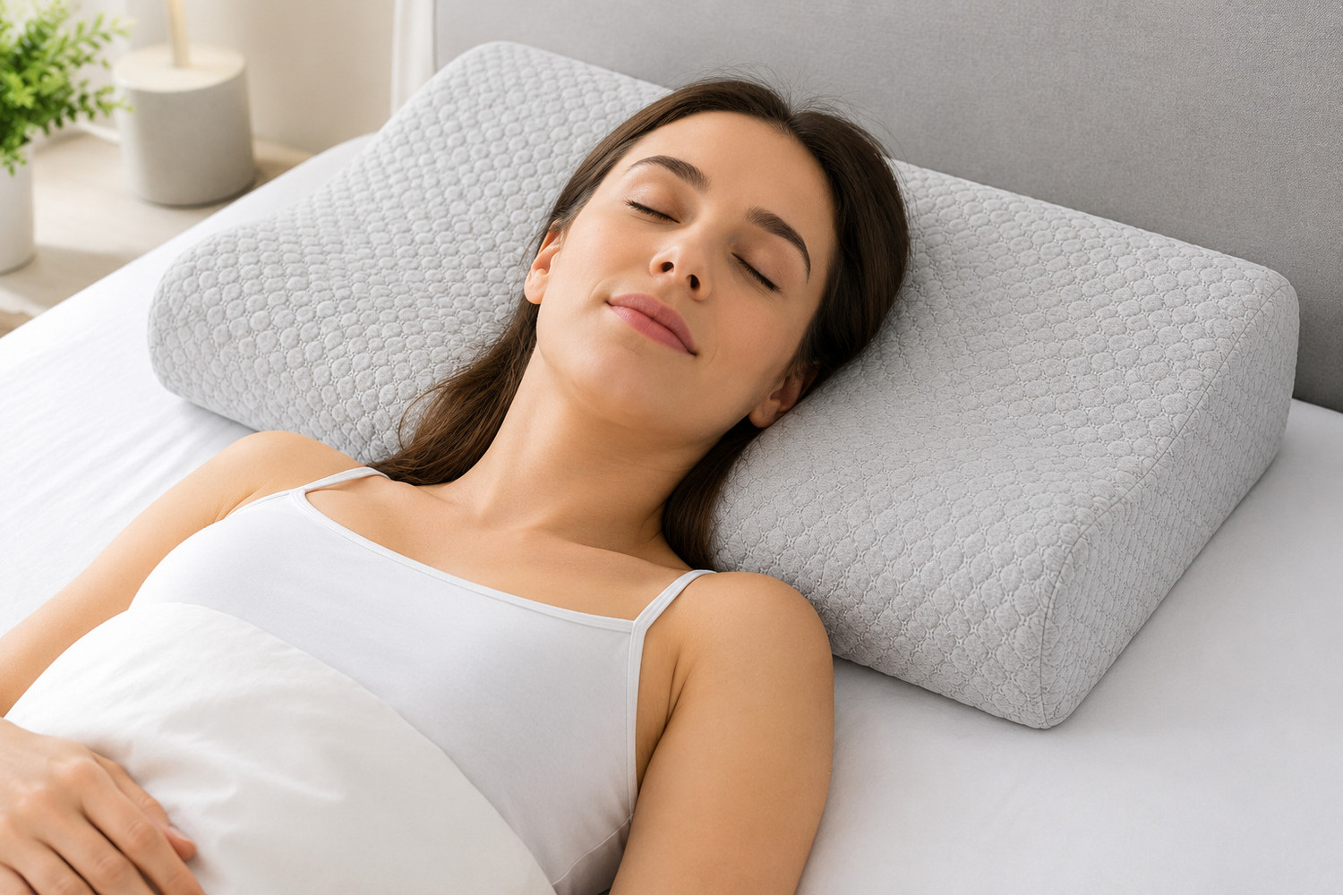 Image of COO RIZZ Nap time Anytime Memory Foam Orthopaedic Pillow Pack of 1 Geometric Cervical Gel Pillow for Sleeping and Neck Pain Relief
