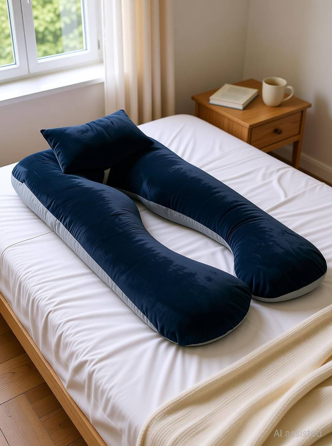 Angel Mommy Microfibre Pregnancy Pillow Pack of 1 Solid Luxurious Imported Velvet