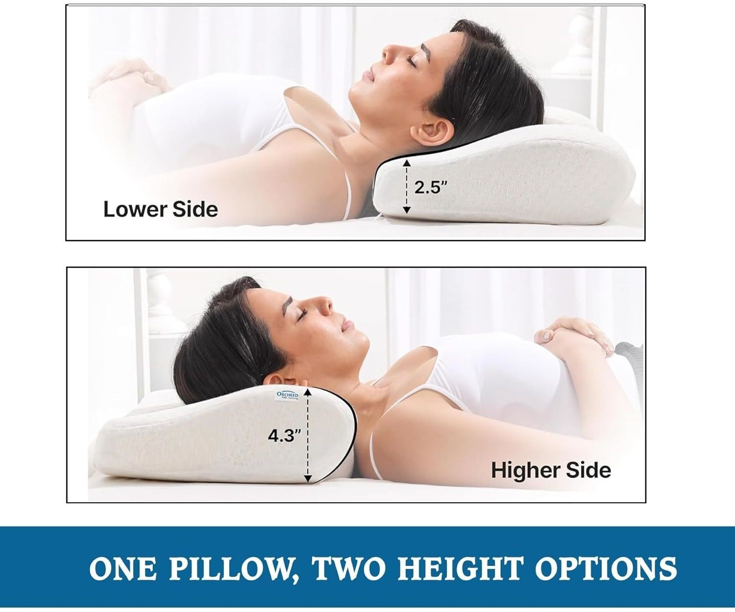 Image of credicus Memory Foam Orthopaedic Pillow Pack of 1 Solid Contour Cervical Neck Pillow with Extra Curve for Sleeping Comfort (White)
