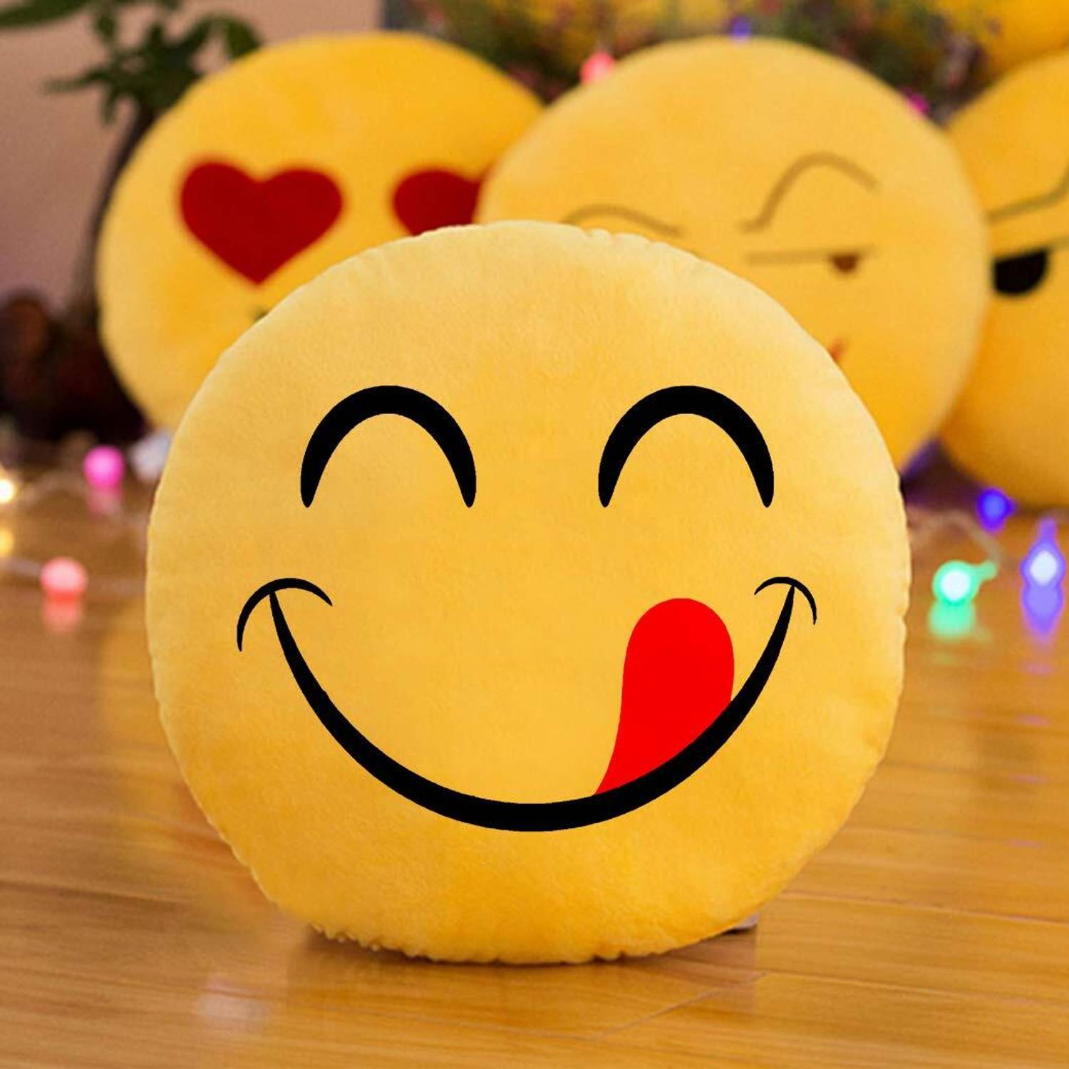 Ashu creation Microbeads Cushion Pack of 1 Smiley Emoji Plush Smiley Pillow Cushion, Sleeping Face, 14 x 14 Inch