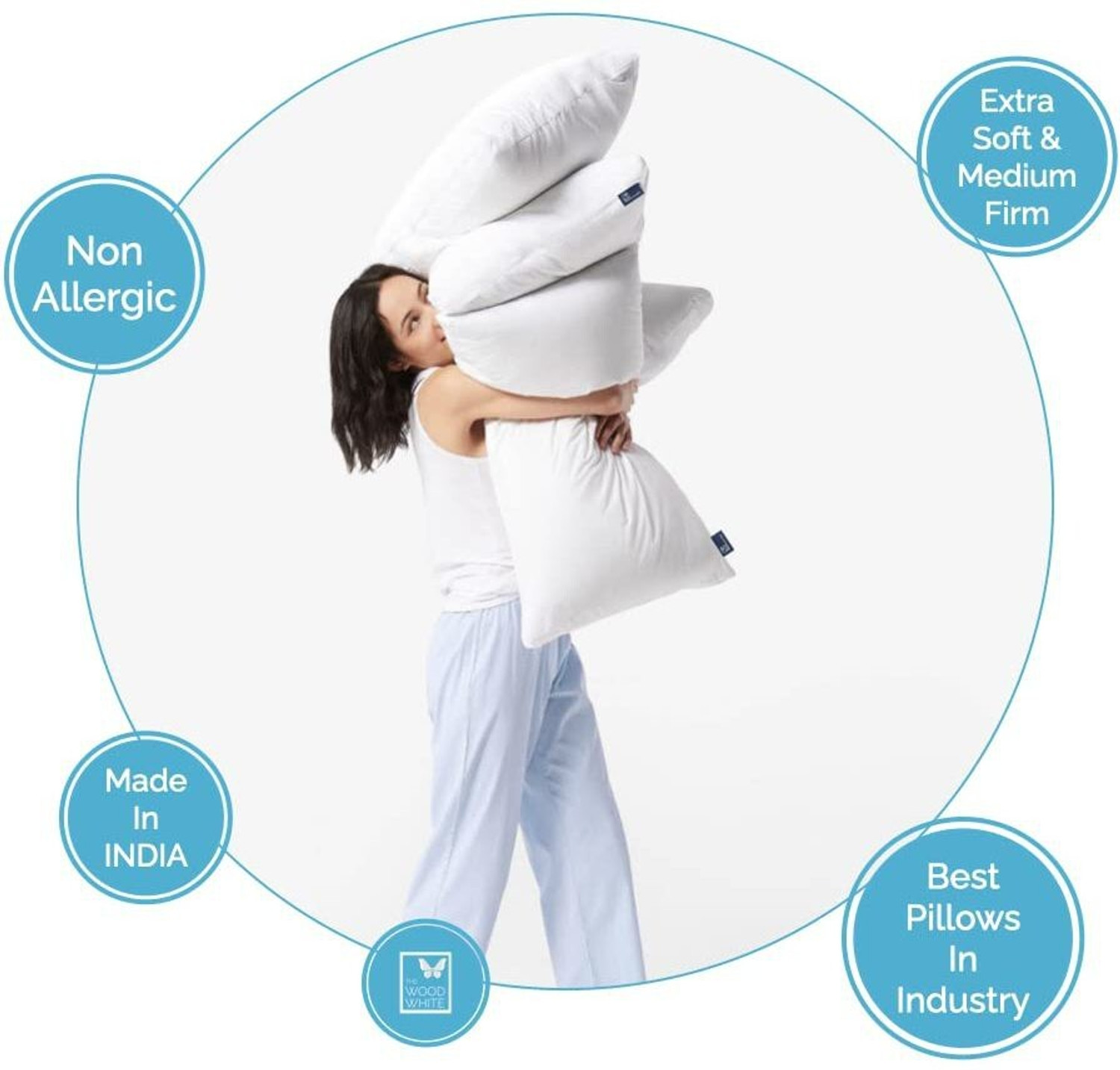 Image of Sleep Yoga Polyester Fibre, Microfibre Sleeping Pillow Pack of 2 Solid