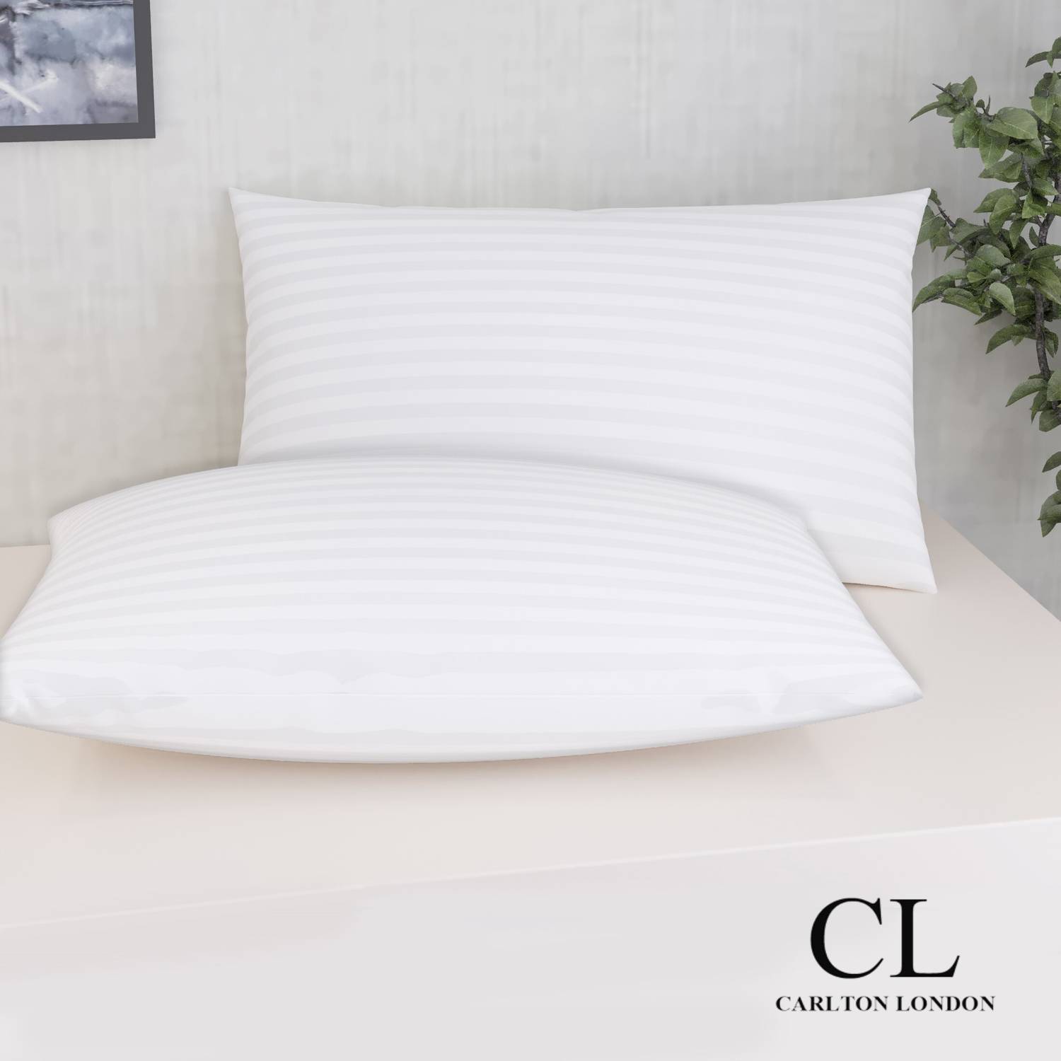 CARLTON LONDON Microfibre Sleeping Pillow Pack of 2 Stripes