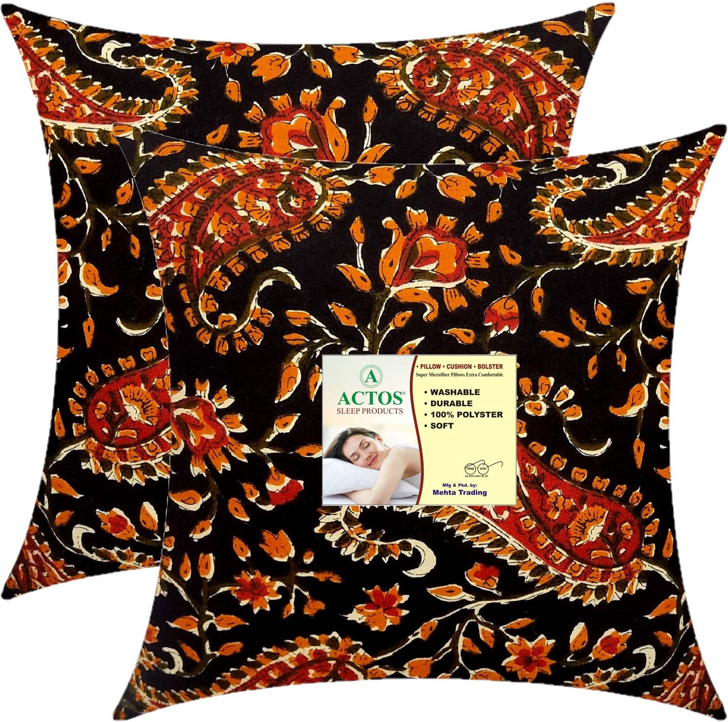 ACTOS Microfibre Cushion Pack of 2 Floral