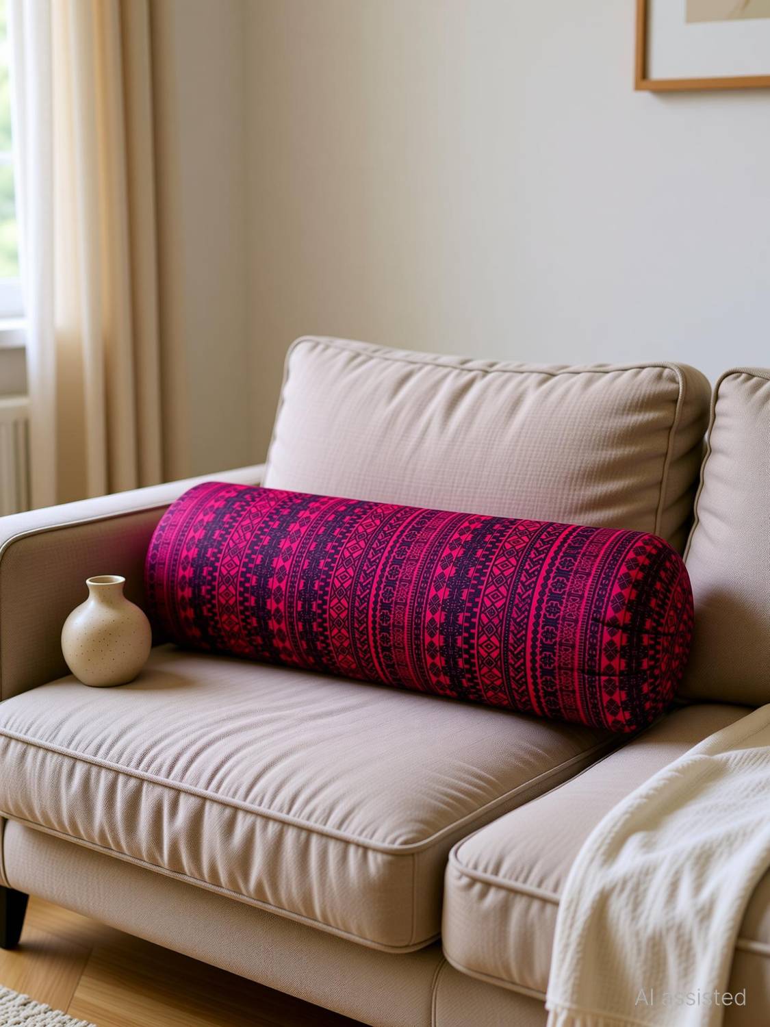 GKM Microfibre Sleeping Pillow Pack of 2 Abstract Sofa Round Bolster