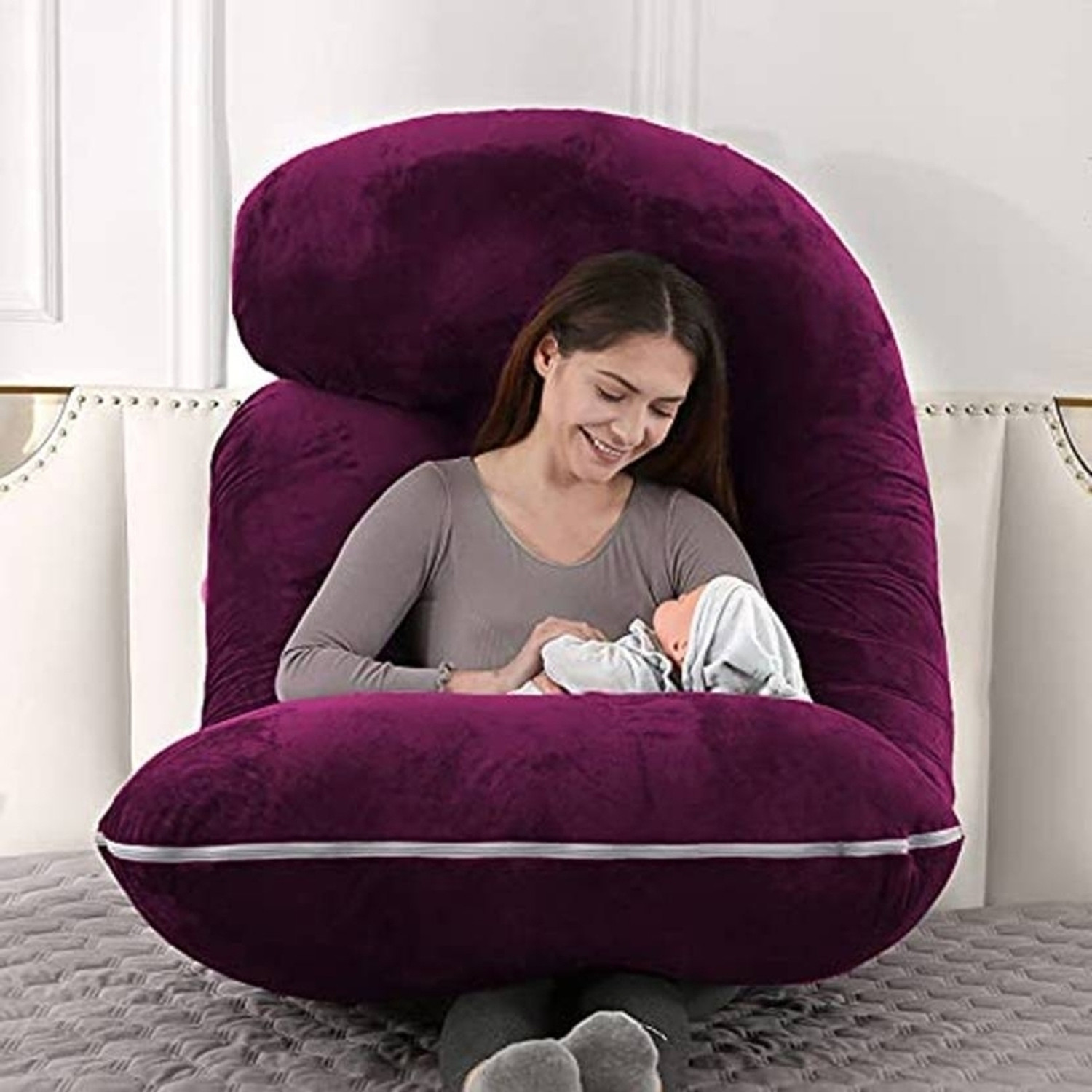 Image of JOXMAN Polyester Fibre Pregnancy Pillow Pack of 1 Solid pillow
